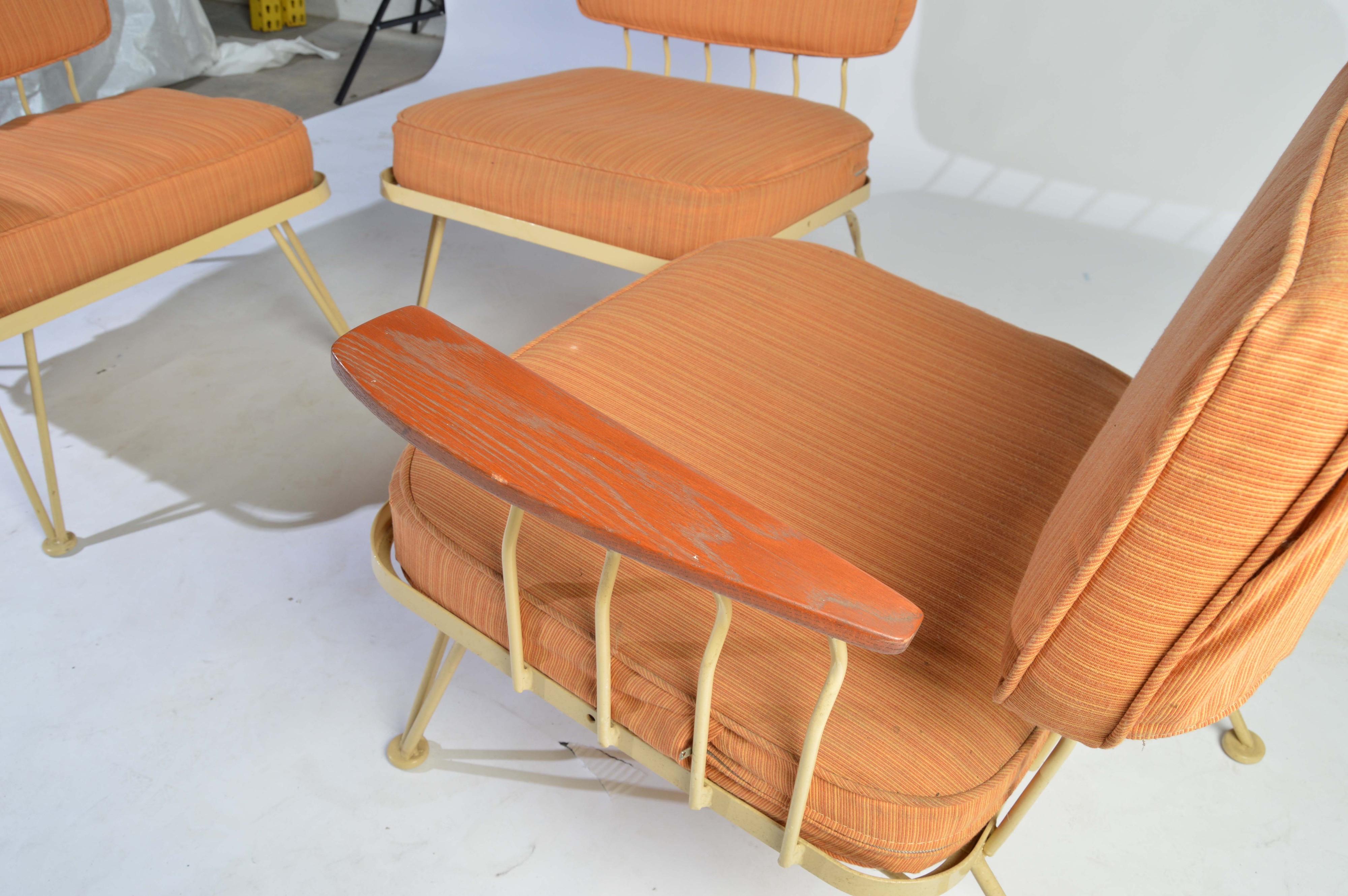 Mid-Century Modern Russell Woodard Teak Paddle Arm Patio Modular Sofa
