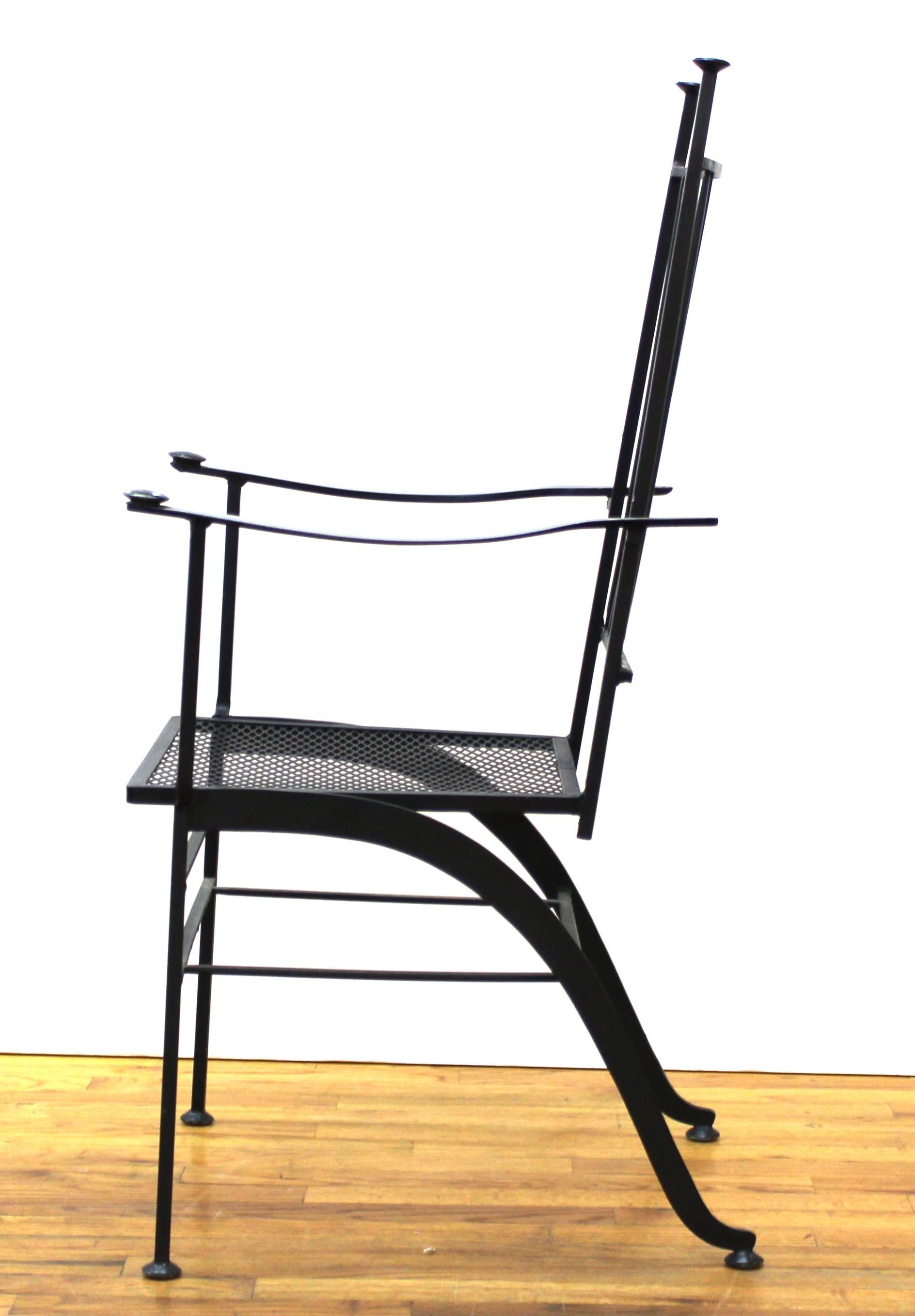 John Salterini For Woodard Mid-Century Modern Iron Patio Chairs In Good Condition In New York, NY