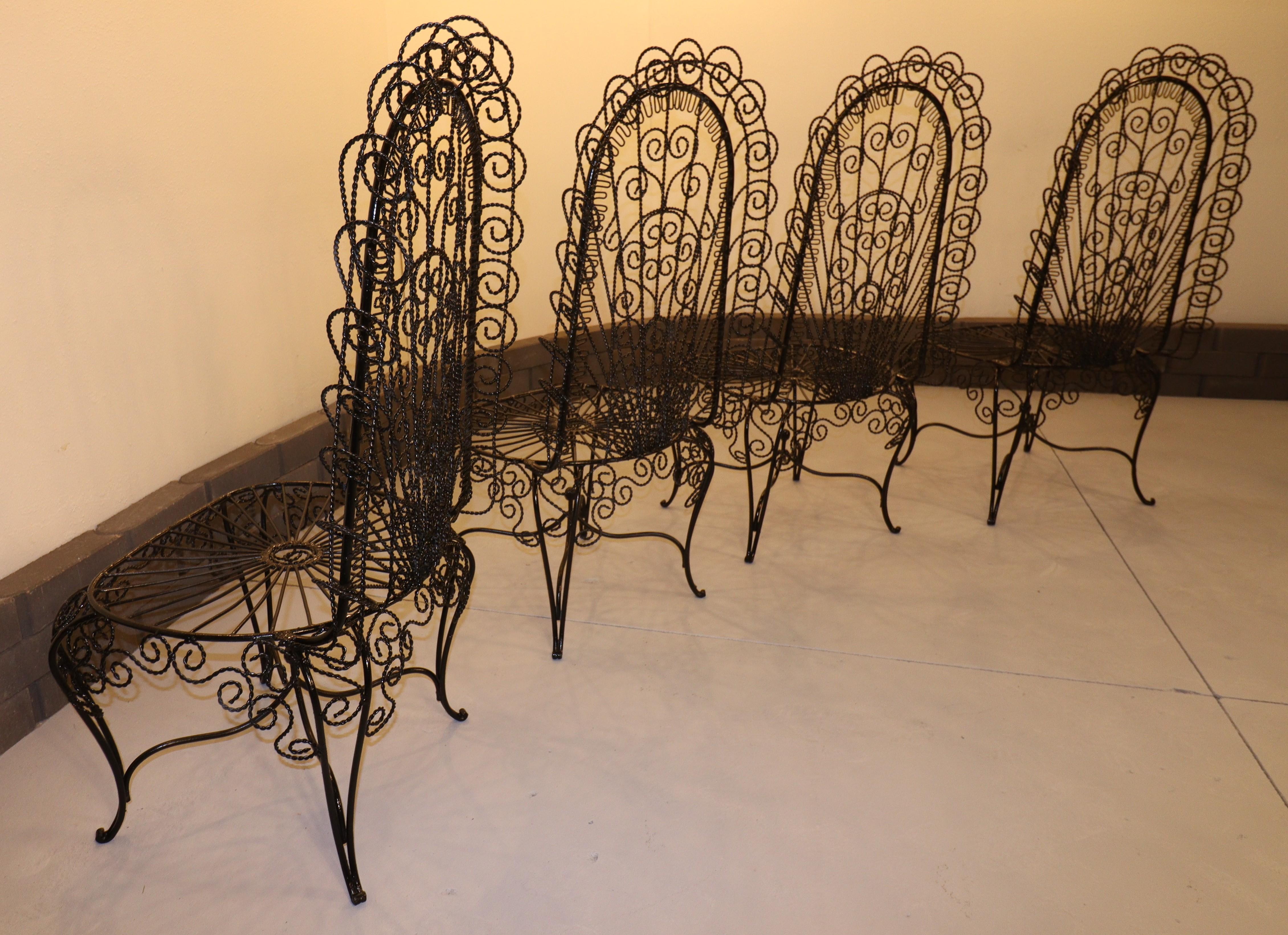 John Salterini High-Back Hearts Peacock Chairs (Four Matching) For Sale 2