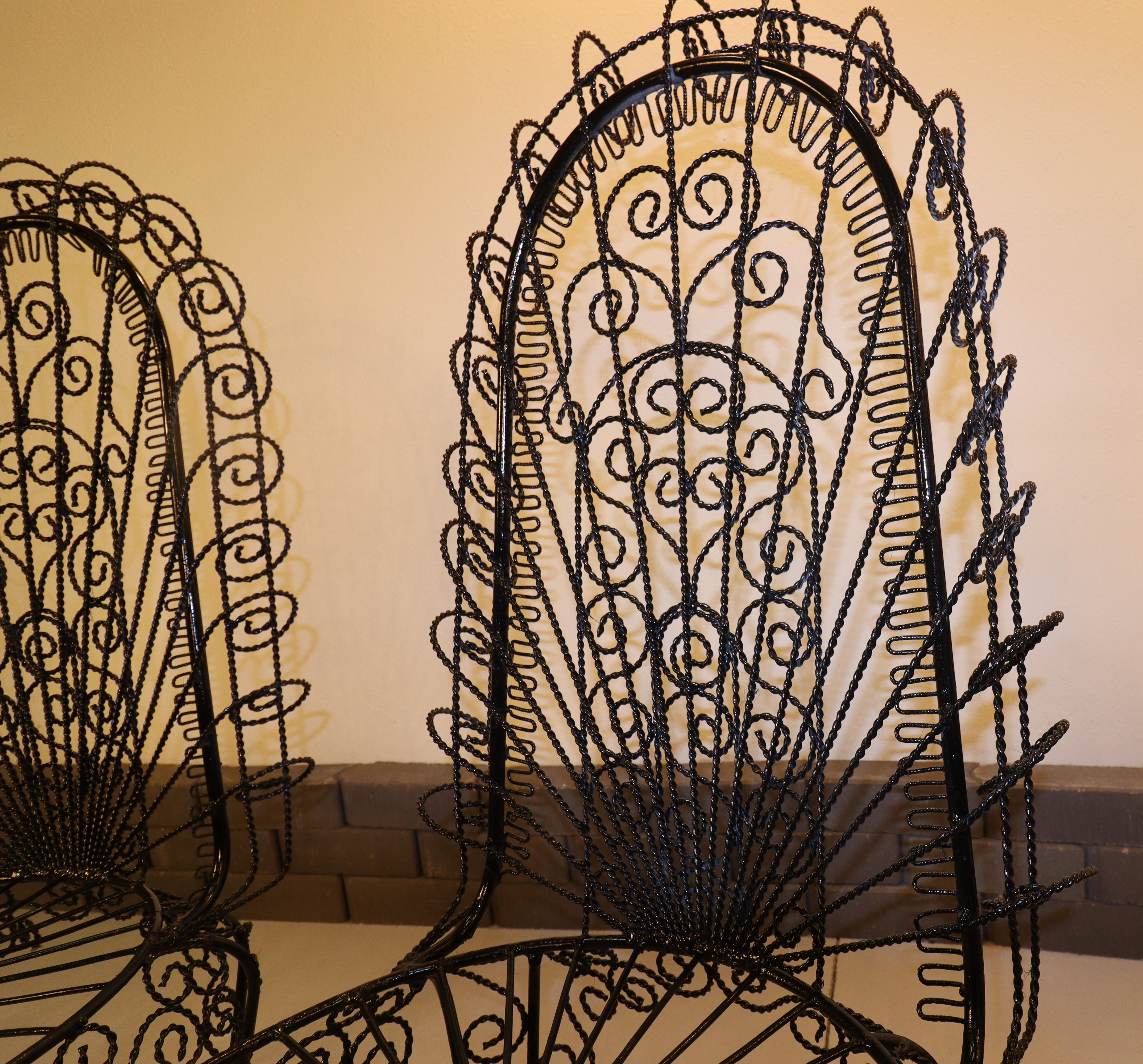 John Salterini High-Back Hearts Peacock Chairs (Four Matching) For Sale 1