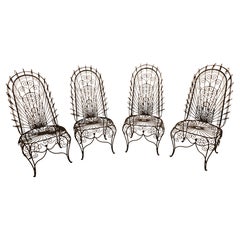 John Salterini High-Back Hearts Peacock Chairs (Four Matching)