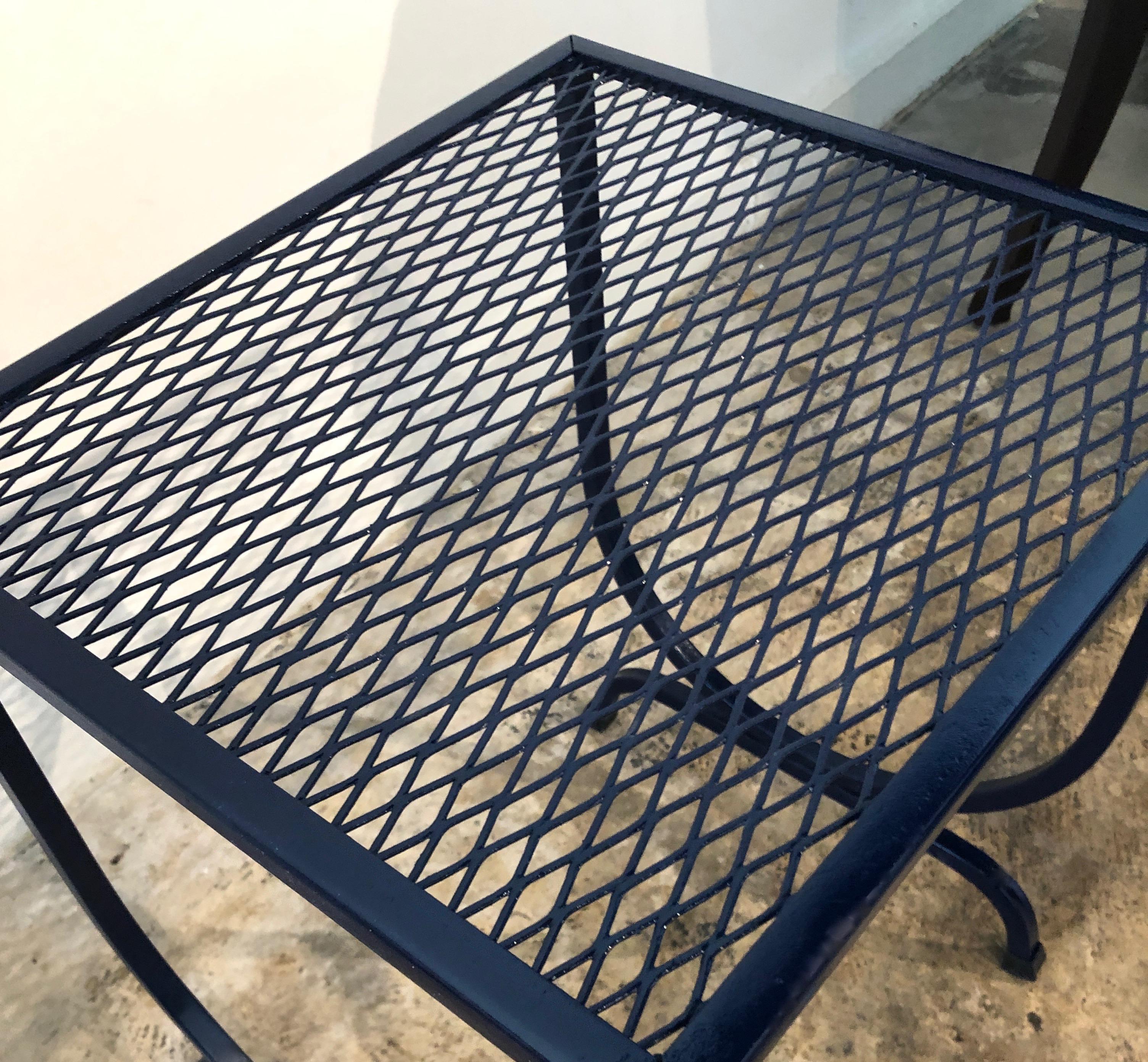 S/3 Salterini Newly Enameled Blue Wrought Iron Patio Stacking / Nesting Tables 10