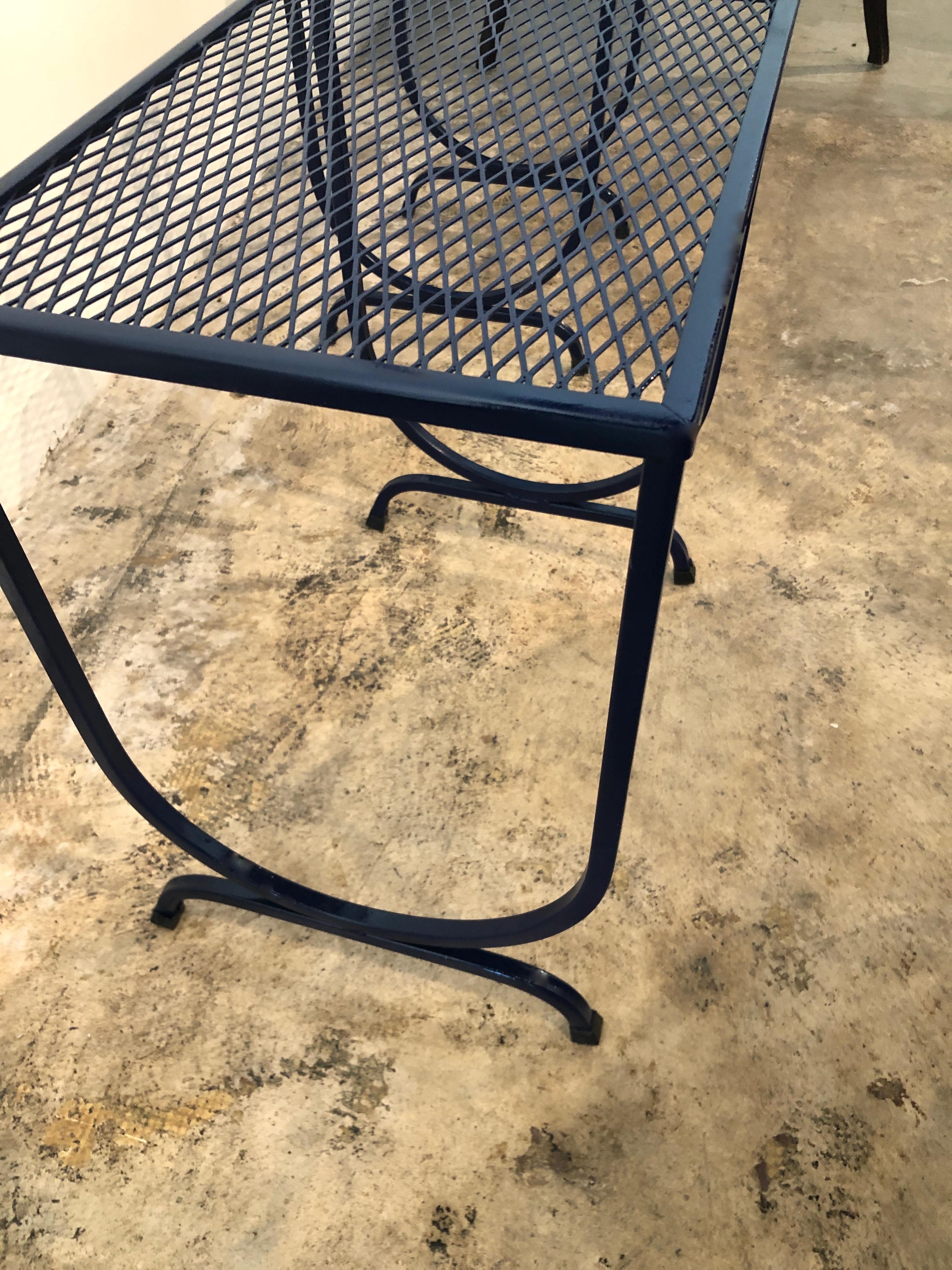 S/3 Salterini Newly Enameled Blue Wrought Iron Patio Stacking / Nesting Tables 13