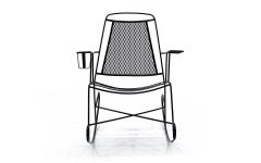 John Salterini Outdoor Rocking Chair w/ Cup Holder, Wrought Iron, Restored