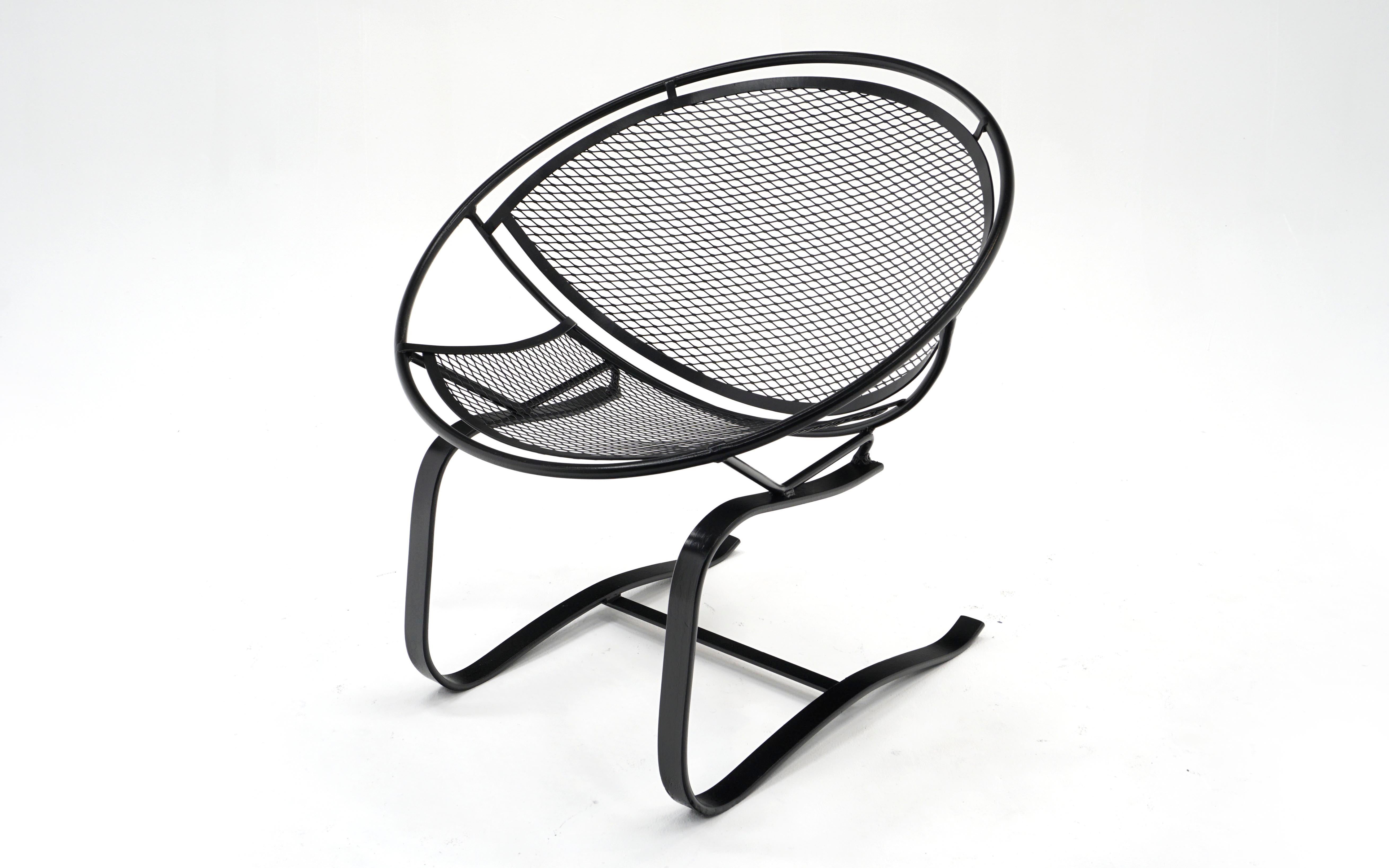 American John Salterini Patio Springer Lounge Chairs, Restored, Satin Black