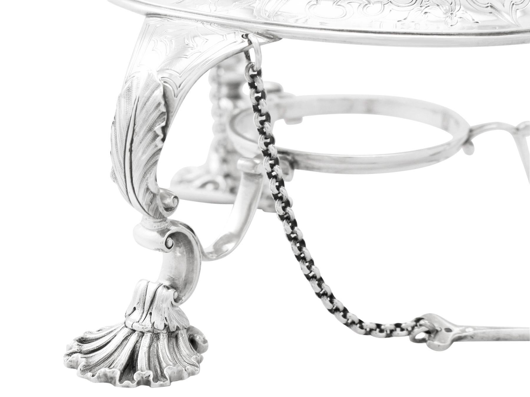 John Samuel Hunt Antico Vittoriano 1852 Bollitore in argento Sterling in vendita 3