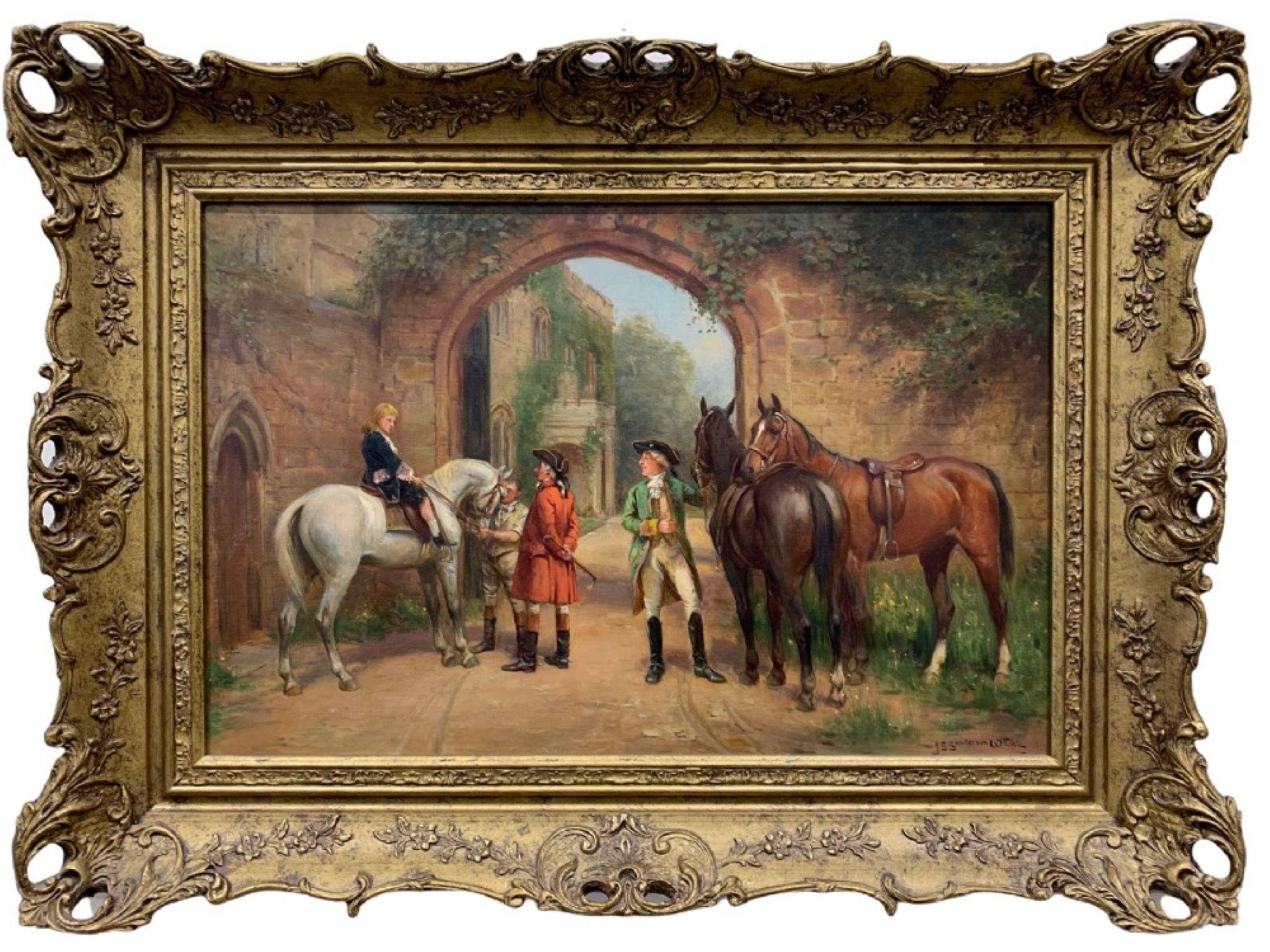 John Sanderson Wells, Öl, Pferde, Pferderennen, Landschaftsszene