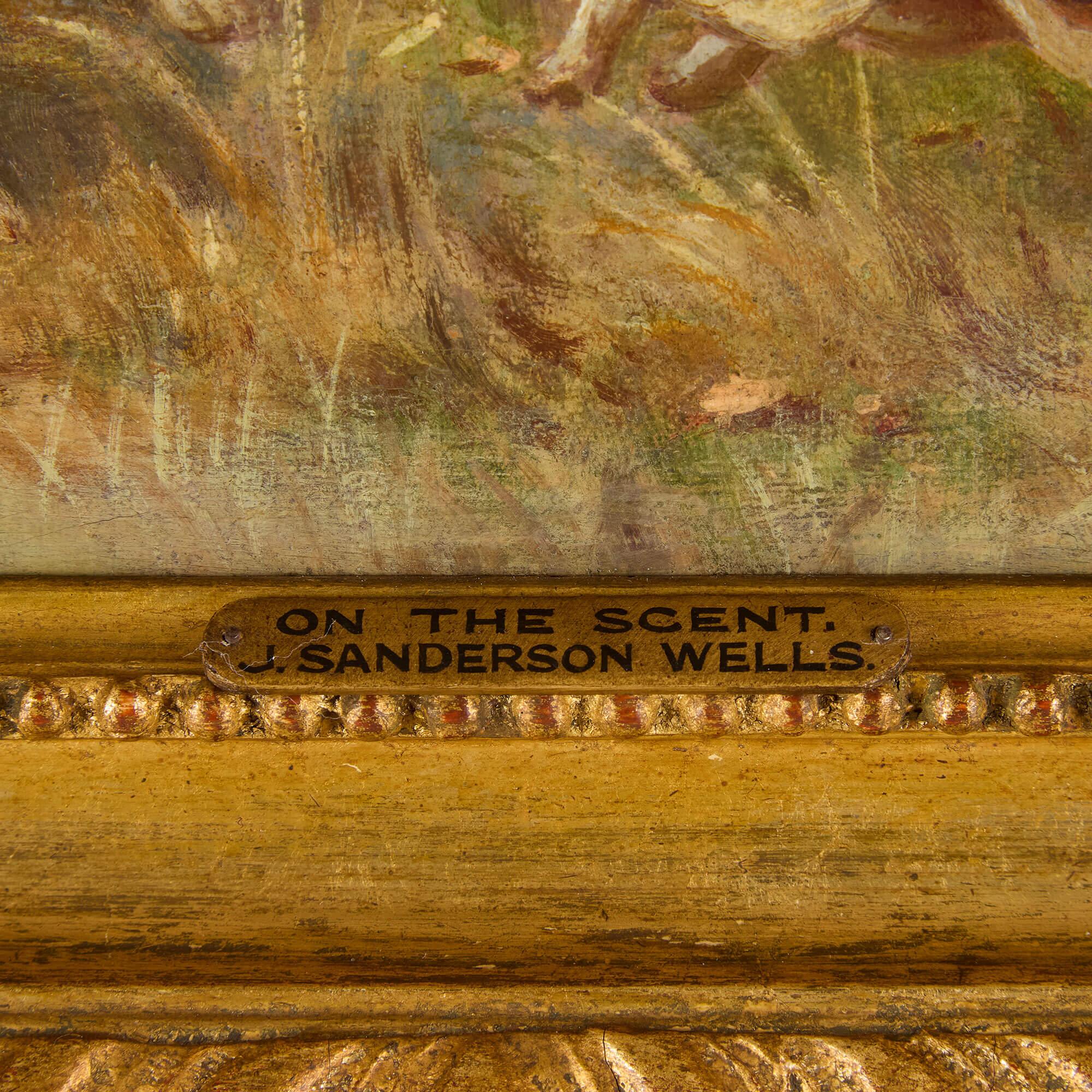 Set Four Antique English Oil Paintings Equestrian Horses Hunting Sanderson-Wells For Sale 7