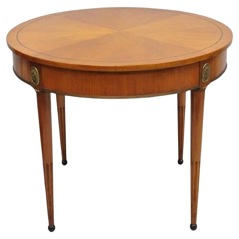 John Scalia French Empire Style Round Cherry Wood Bouillotte Lamp Side Table For Sale