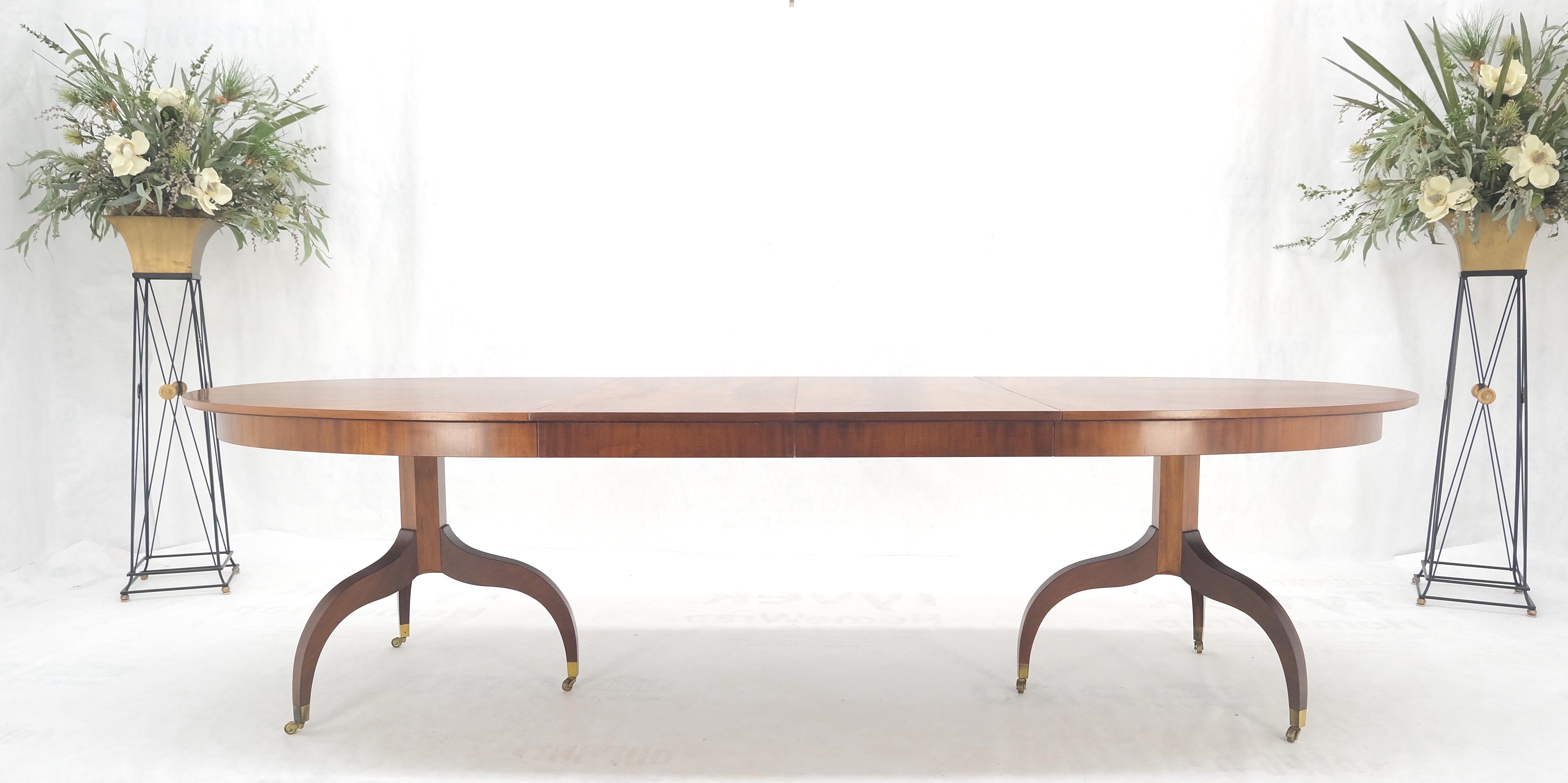20th Century John Scalia Schmieg & Kotzian Mahogany Double Pedestal Dining Table Two Leaves