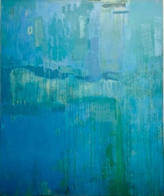 Large, Abstract, Blue, Acrylic, Canvas, Green