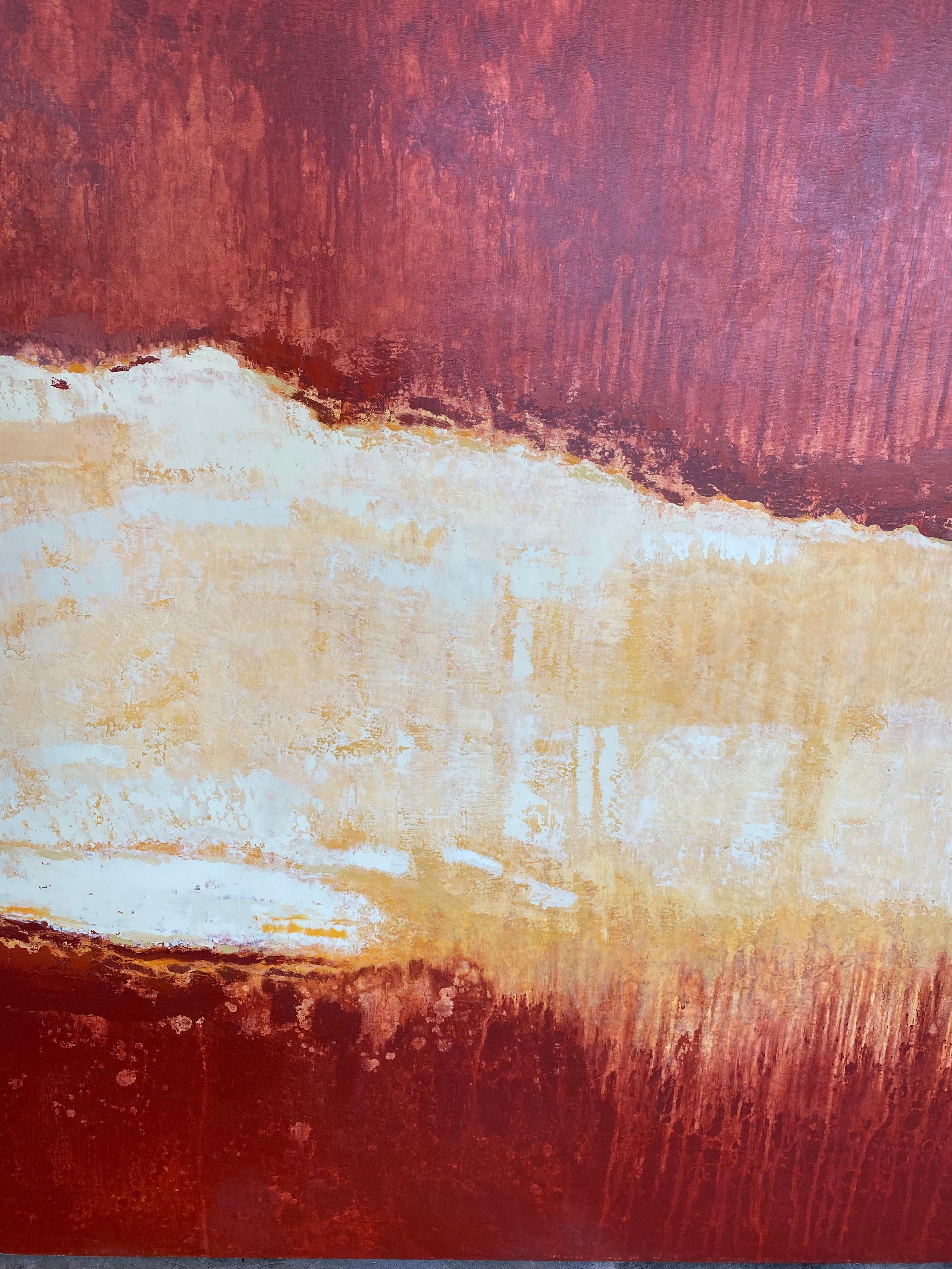 Rojo, bronceado, abstracto, cuadro enorme - Painting Abstracto de John Scane