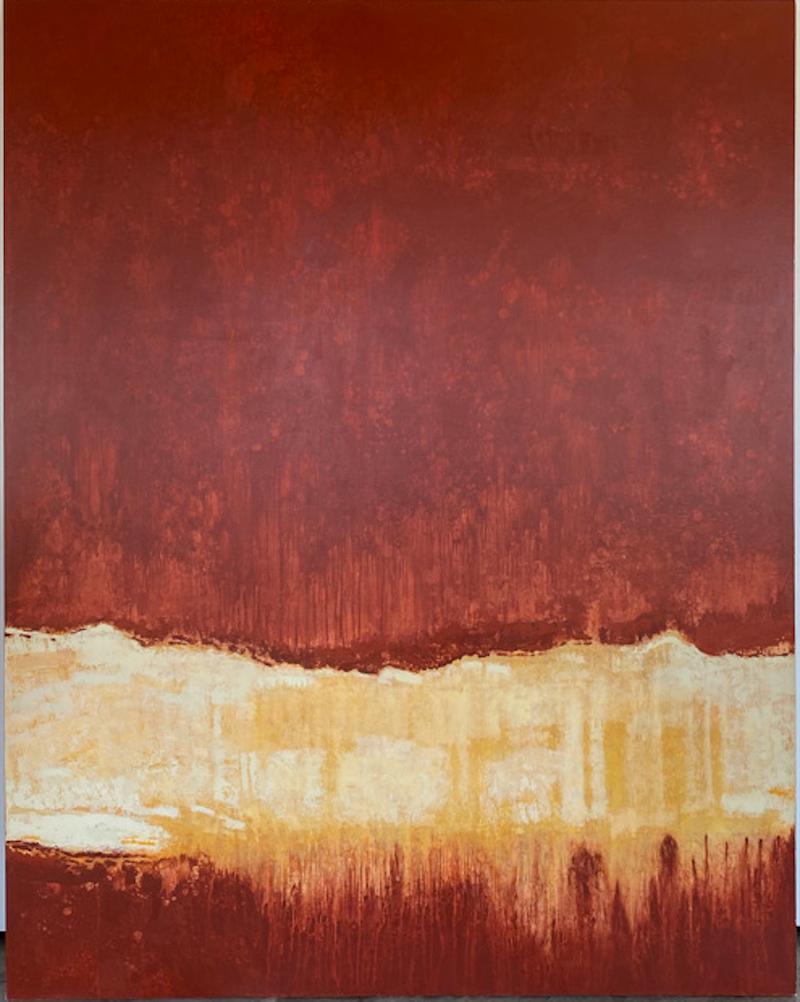 John Scane Abstract Painting - Red, tan, abstract, huge painting