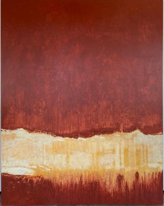 Red, tan, abstract, huge painting