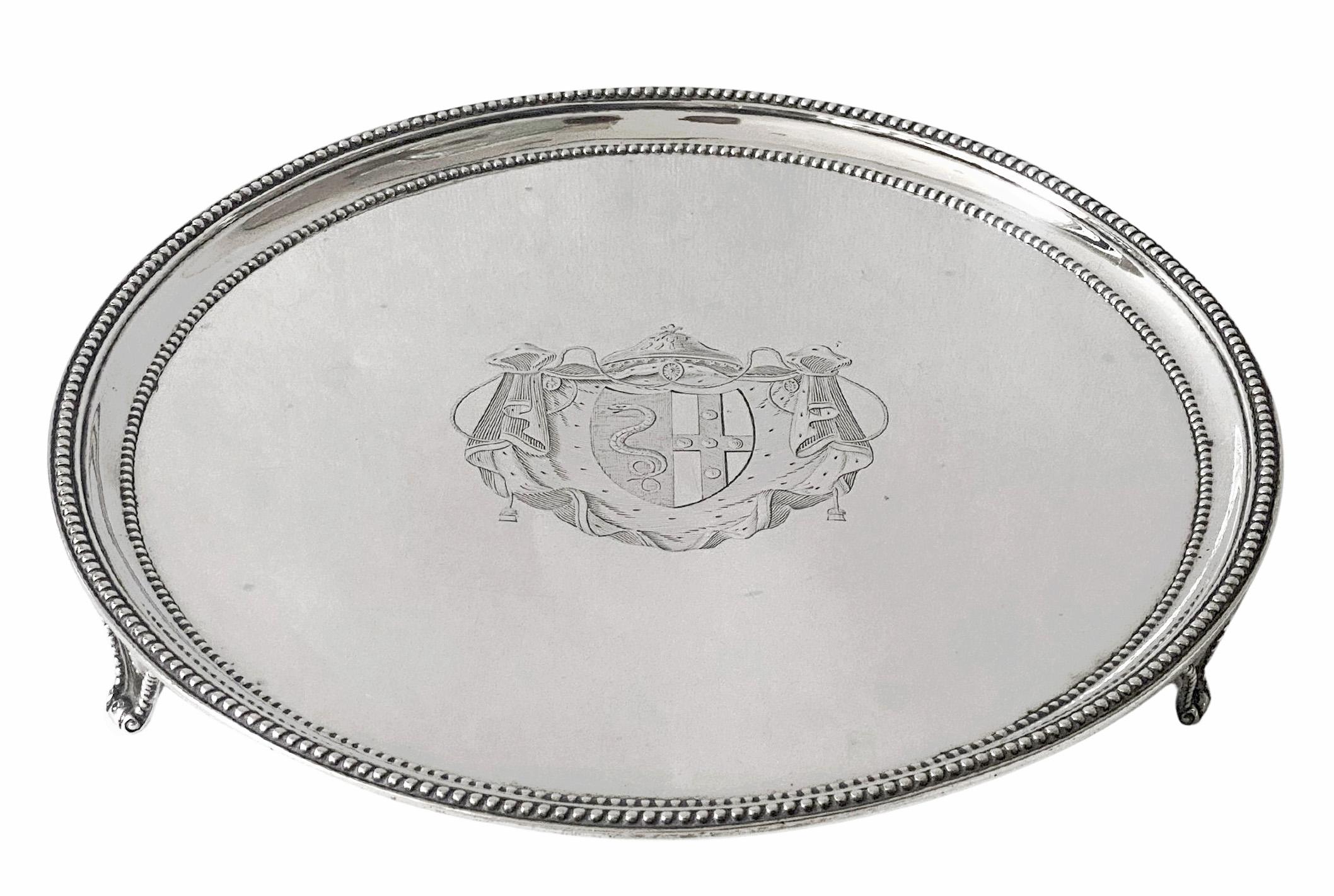 Bandeja de plata georgiana John Scofield Londres 1785 Georgiano en venta