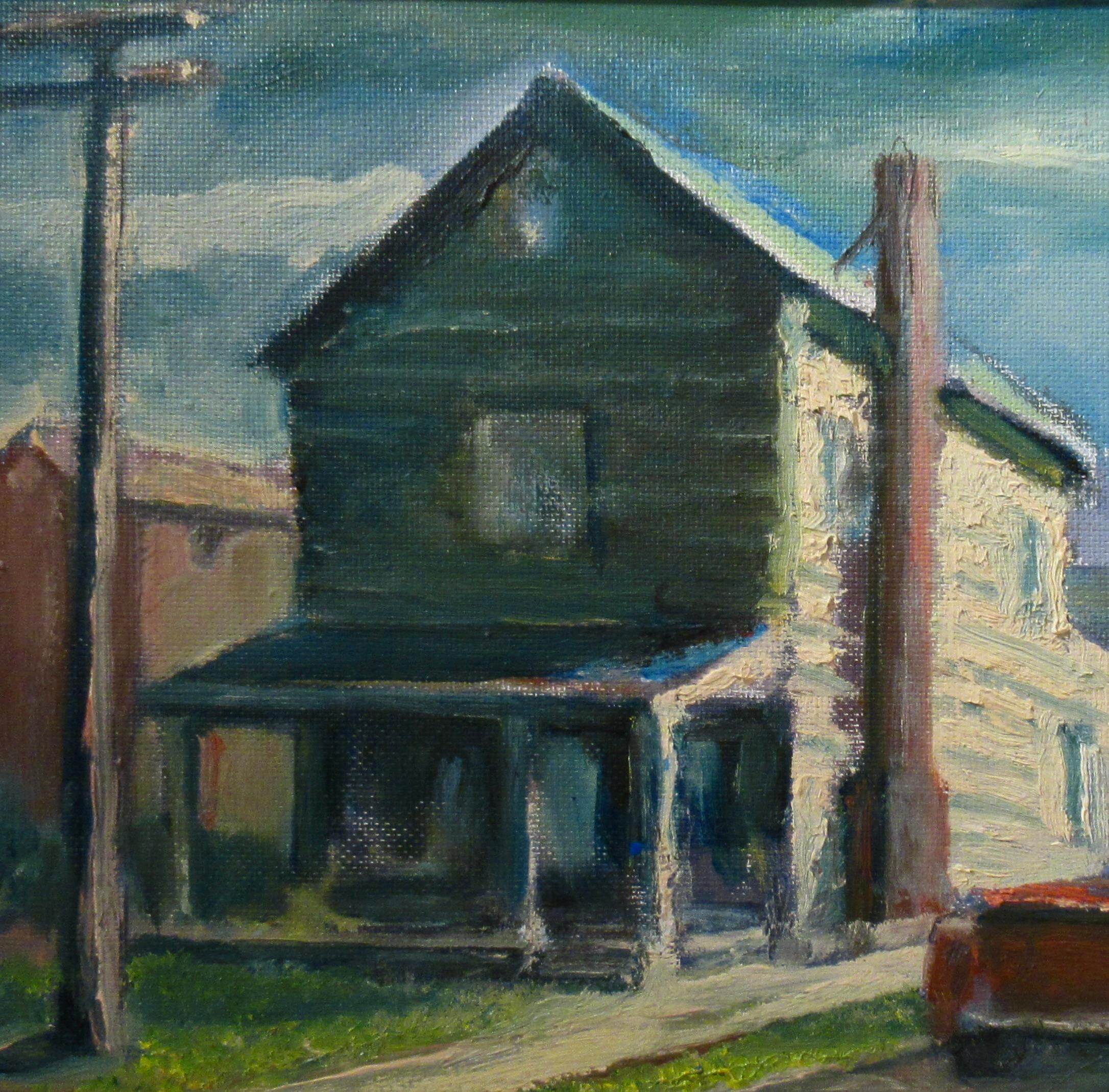 Roter Pick Up (Schwarz), Figurative Painting, von John Schweikhard