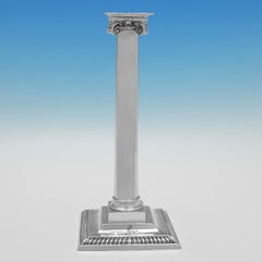 John Scofield, George III Sterling Silver Candlesticks, Ionic Column, 1795