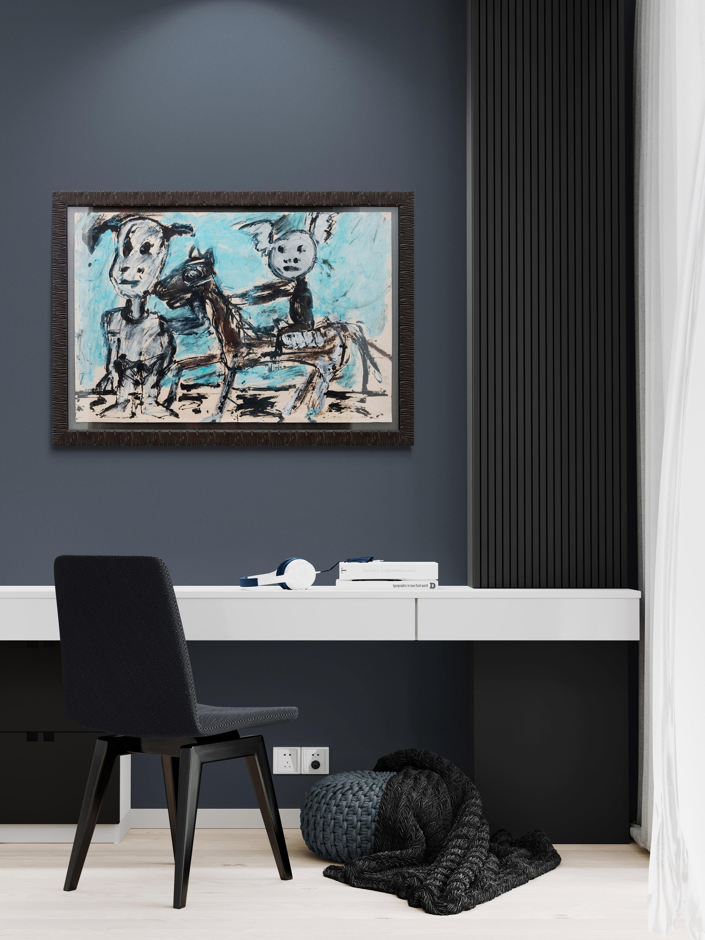 Don Quichotte - figuratif, contemporain, dystopique, acrylique sur papier en vente 8