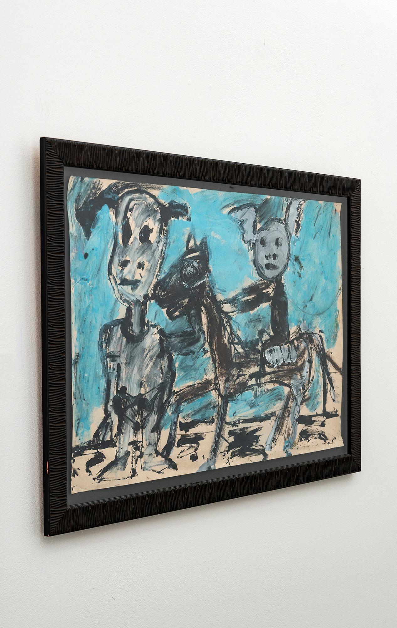 Don Quichotte - figuratif, contemporain, dystopique, acrylique sur papier - Painting de John Scott