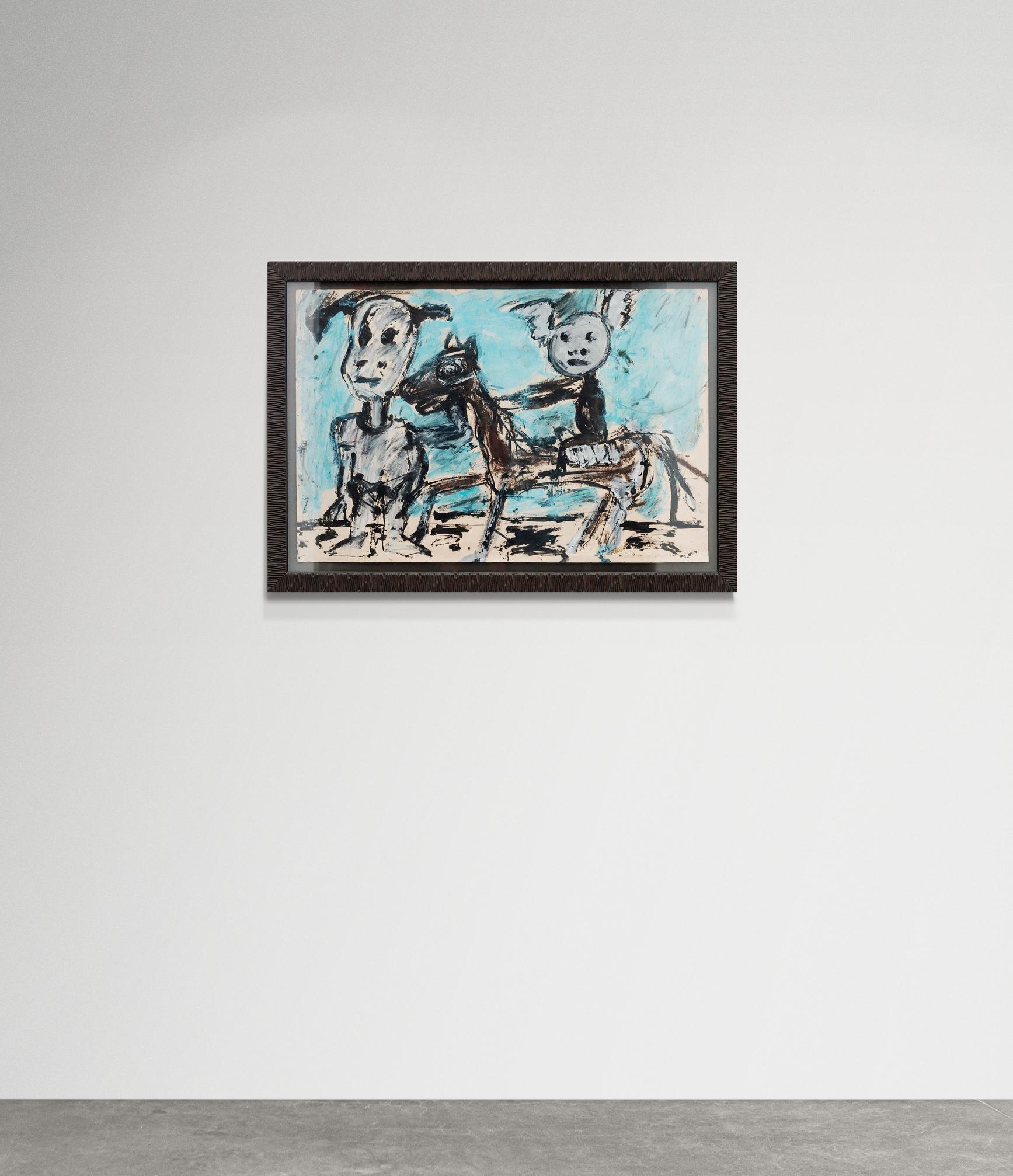Don Quichotte - figuratif, contemporain, dystopique, acrylique sur papier - Contemporain Painting par John Scott