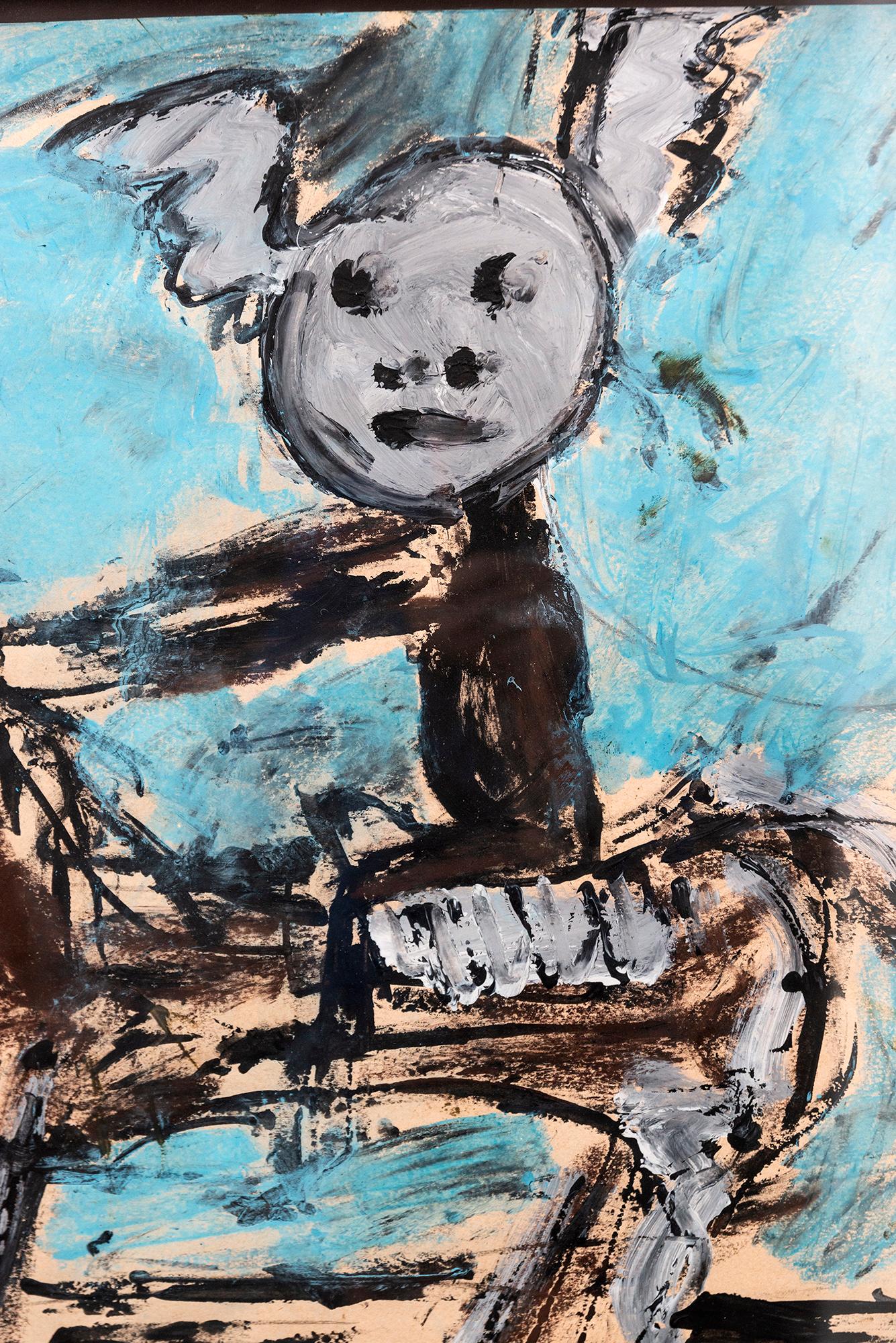 Don Quichotte - figuratif, contemporain, dystopique, acrylique sur papier en vente 1