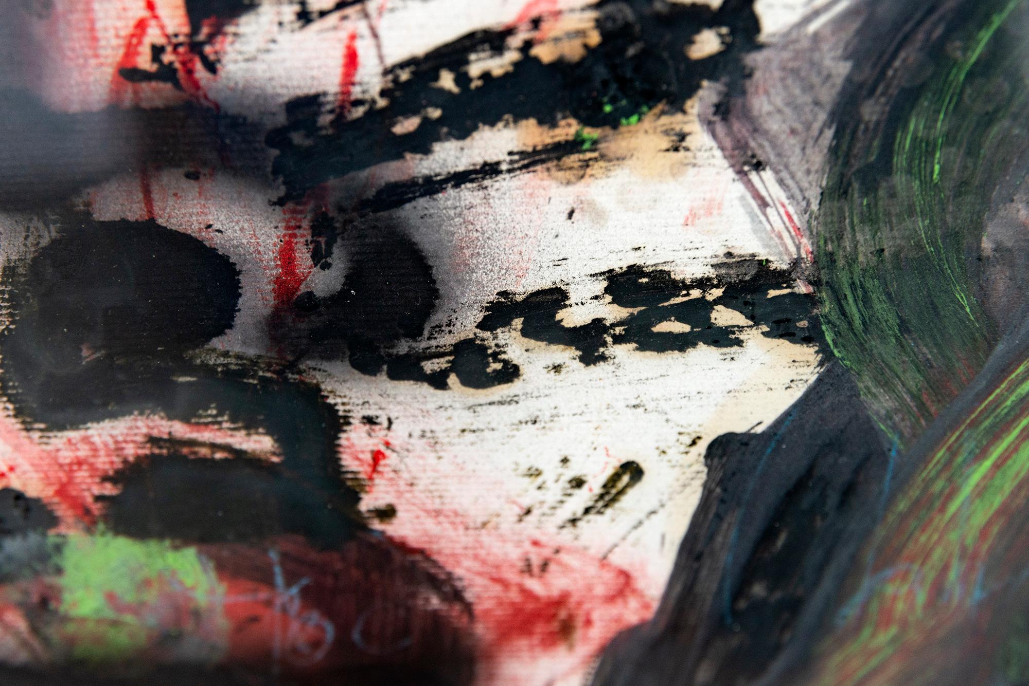 Heaven - figurative, contemporary, dystopian, acrylic on paper For Sale 5