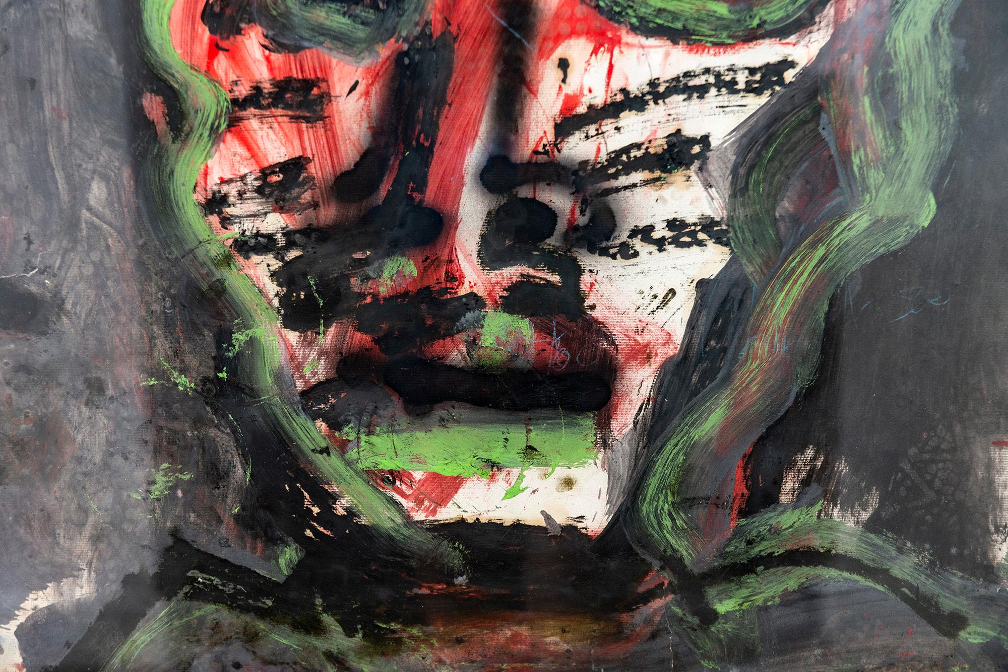 Heaven - figurative, contemporary, dystopian, acrylic on paper For Sale 1