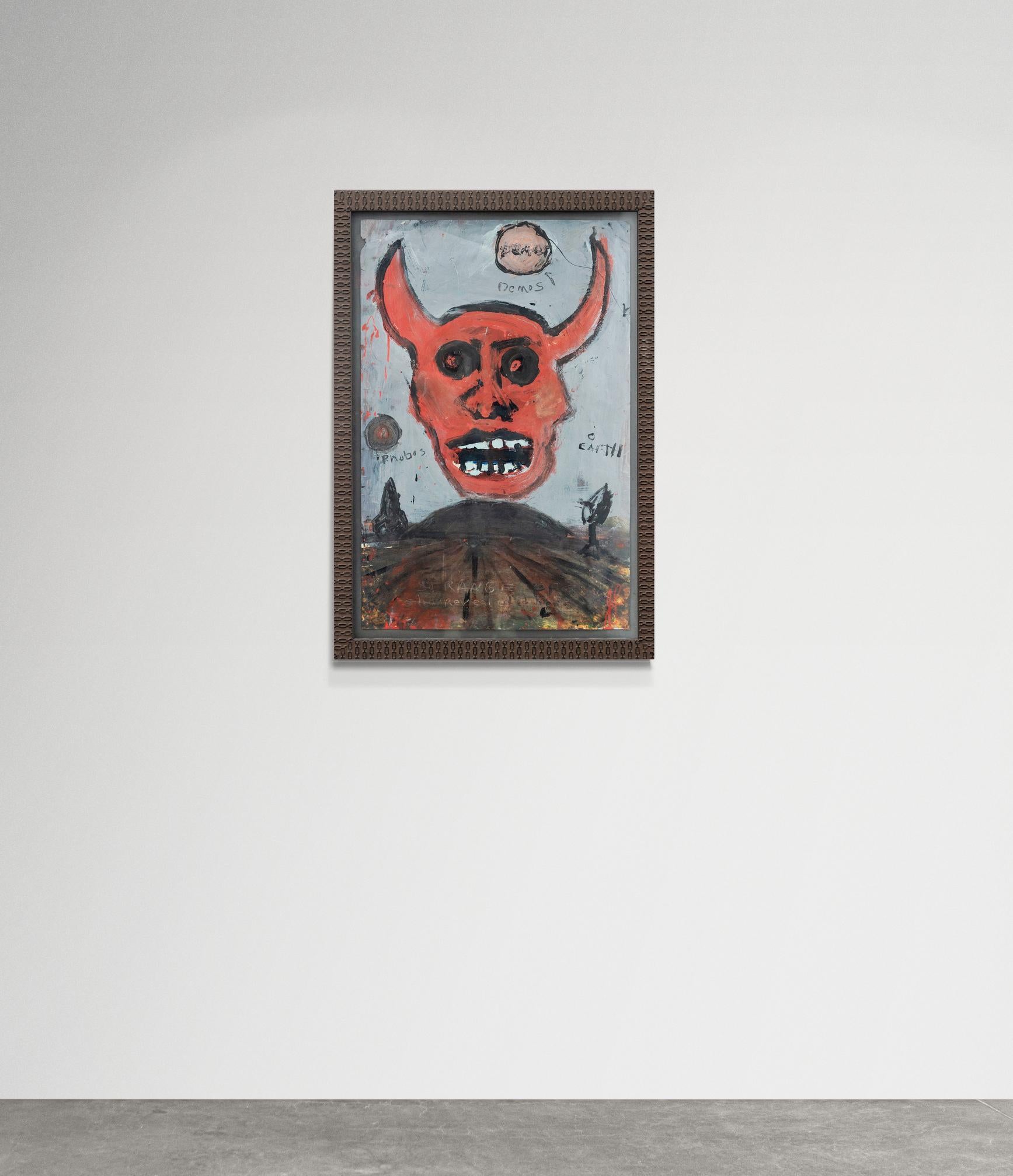 Cette peinture graphique de John Scott traite des images associées au diable et à la guerre.

Ayant grandi à Windsor, en Ontario, dans les années 1950, pendant la guerre froide, John Scott a vécu le traumatisme de vivre sous la menace d'une attaque