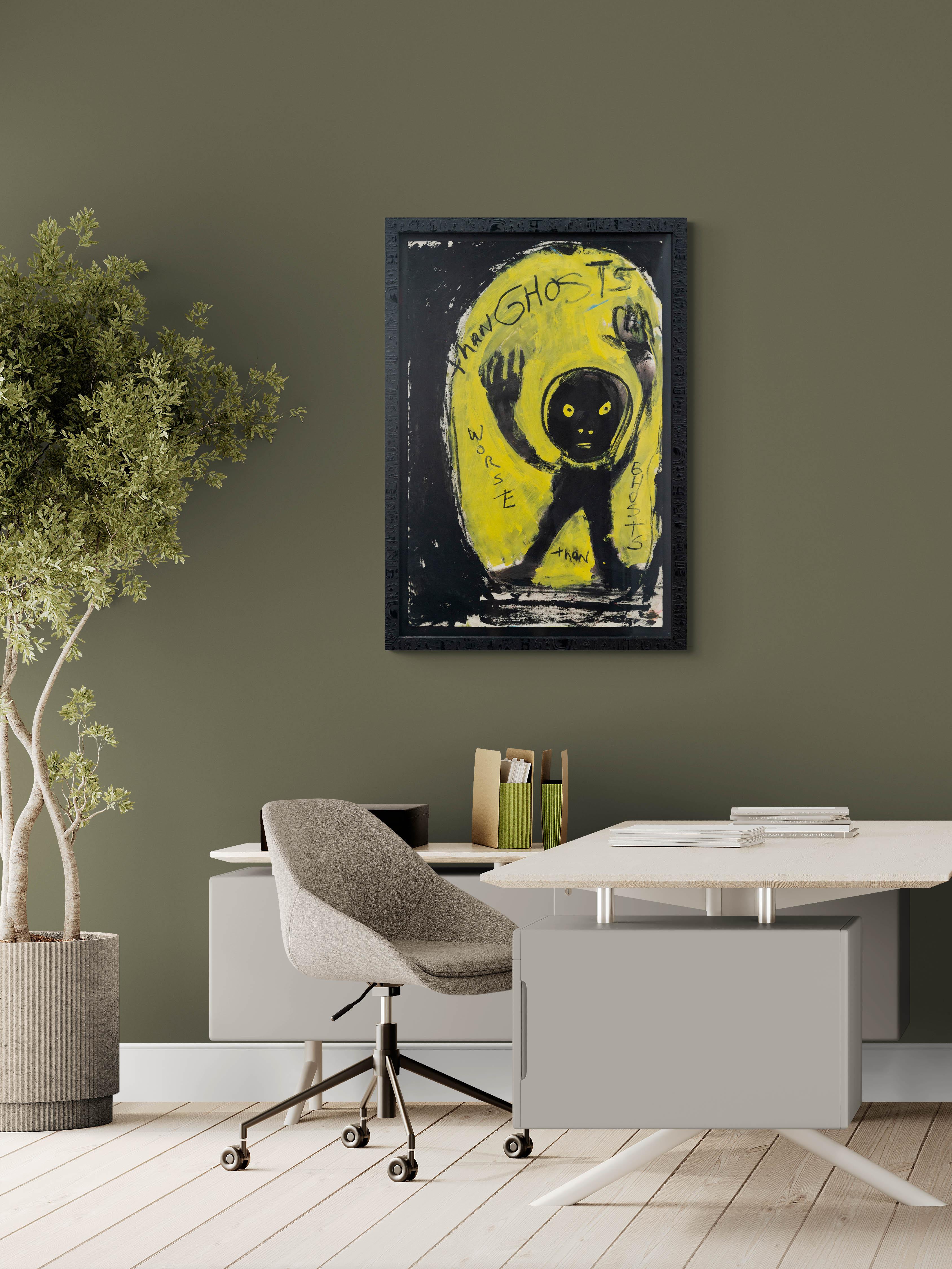 Worse than Ghosts - figurative, contemporary, dystopian, acrylic on paper For Sale 6