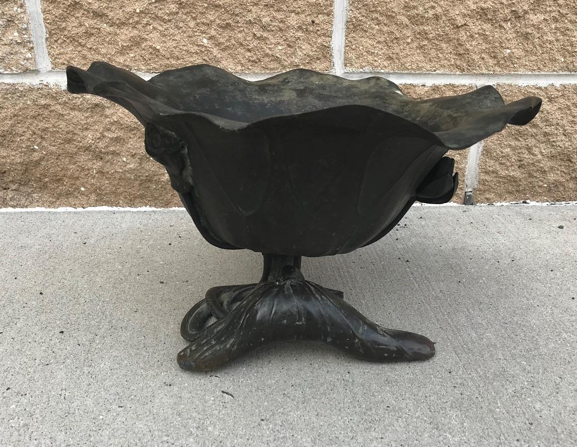 John Scott Bradstreet bronze lotus. This bronze lotus can be used in or outdoors.
John Scott Bradstreet (1845-1914) was an influential American Arts & Crafts furniture and interior designer in Minneapolis, MN. He also explored his interest in