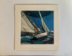 Following Shamrock, John Scott Martin, Original Coastal Sailing Seascape Print