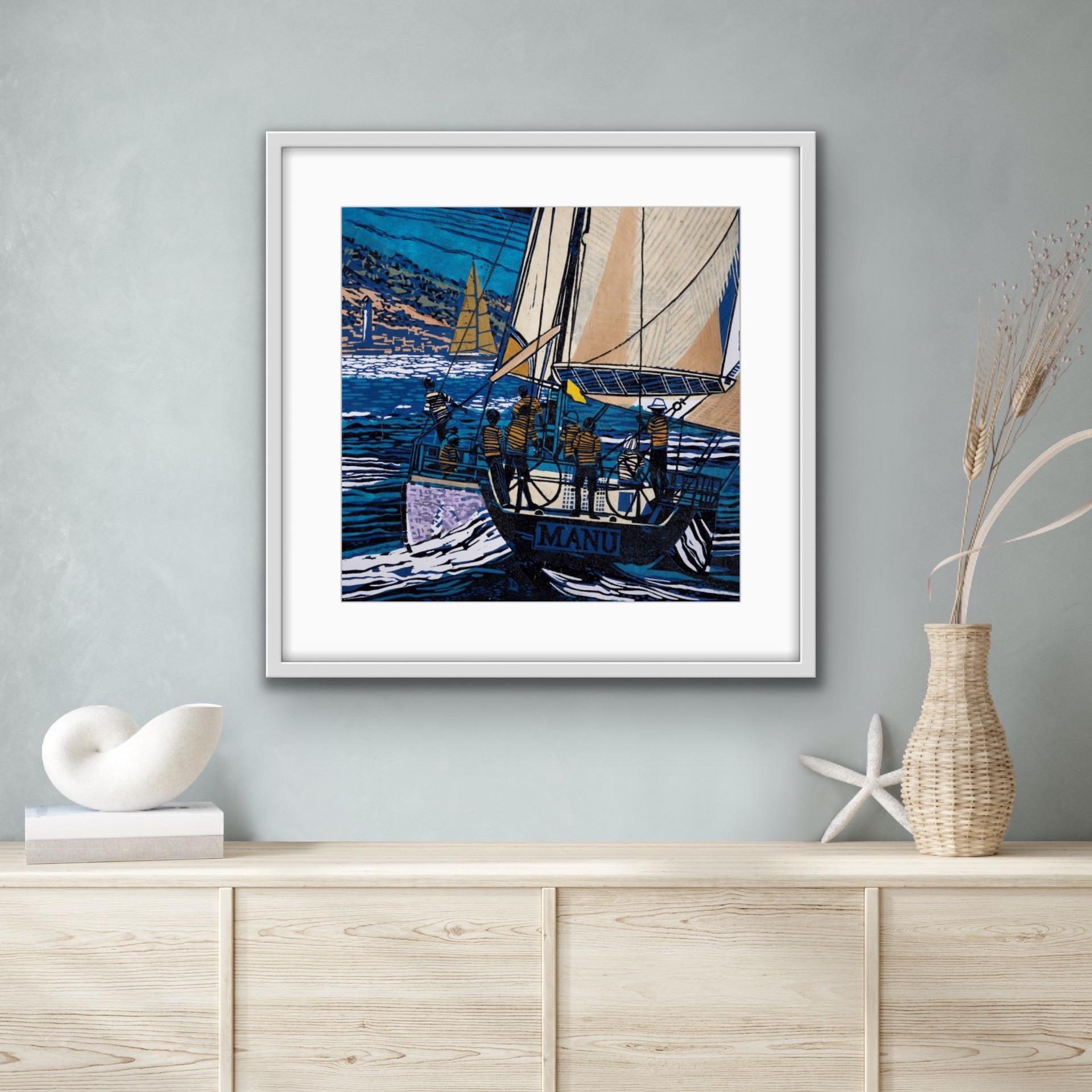 John Scott Martin, Coming Into St Tropez, Sailing Art, St Tropez Art For Sale 1