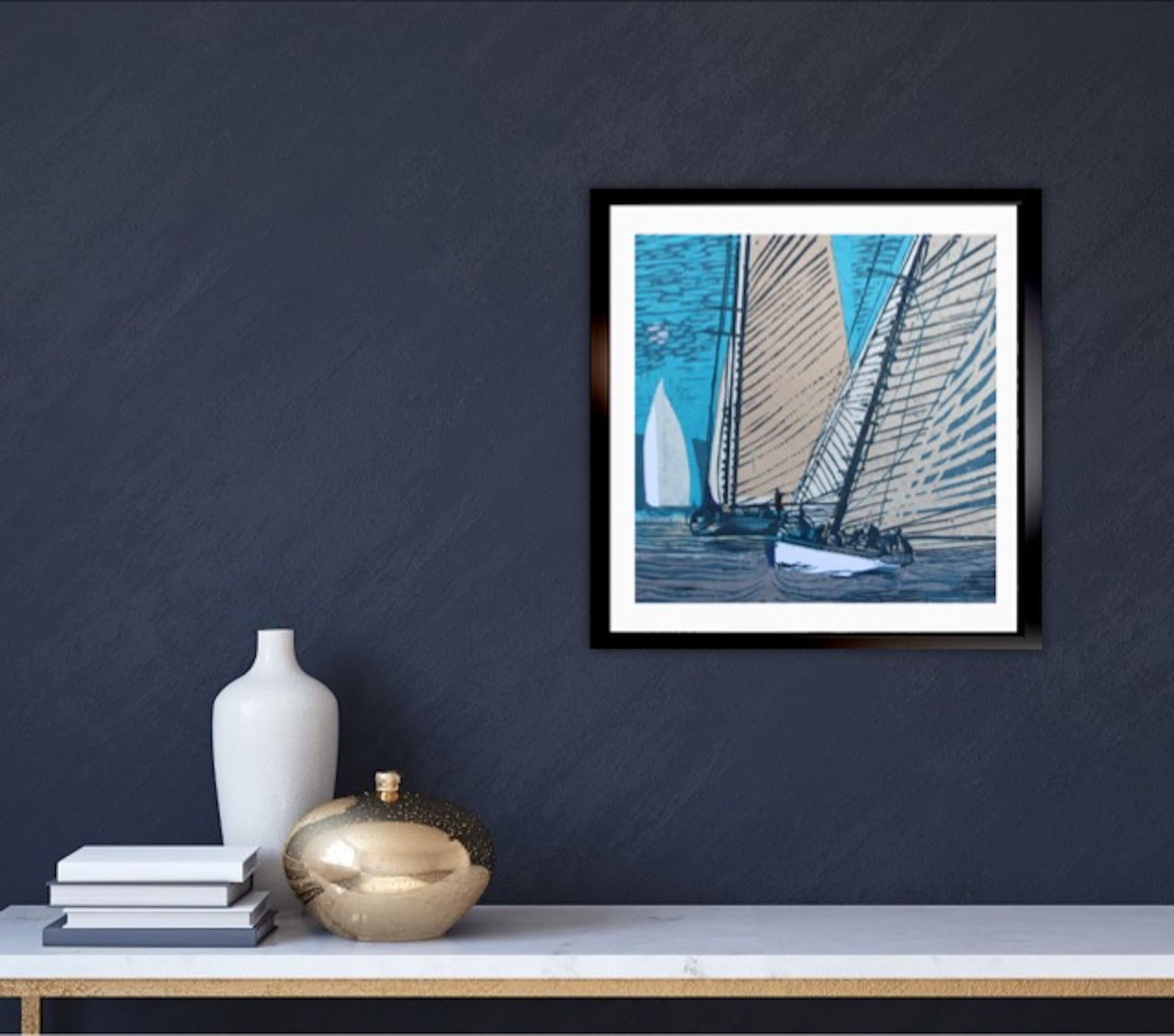 Mariette Sails By Moonlight, John Scott Martin, Original Print, Sailing Artwork For Sale 6