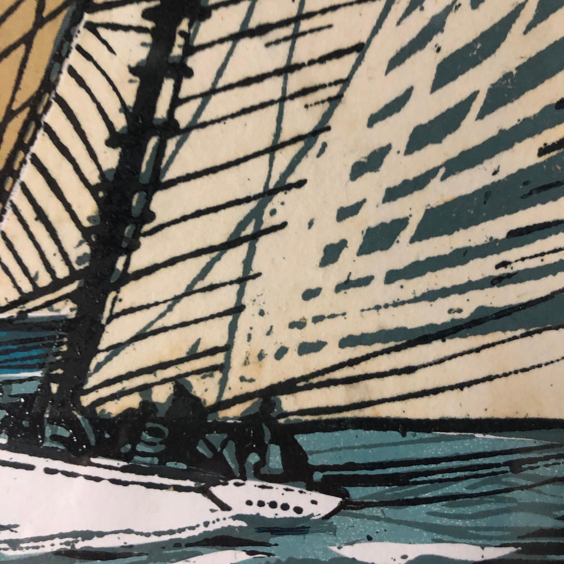 Mariette Sails By Moonlight, John Scott Martin, Original Print, Sailing Artwork For Sale 2
