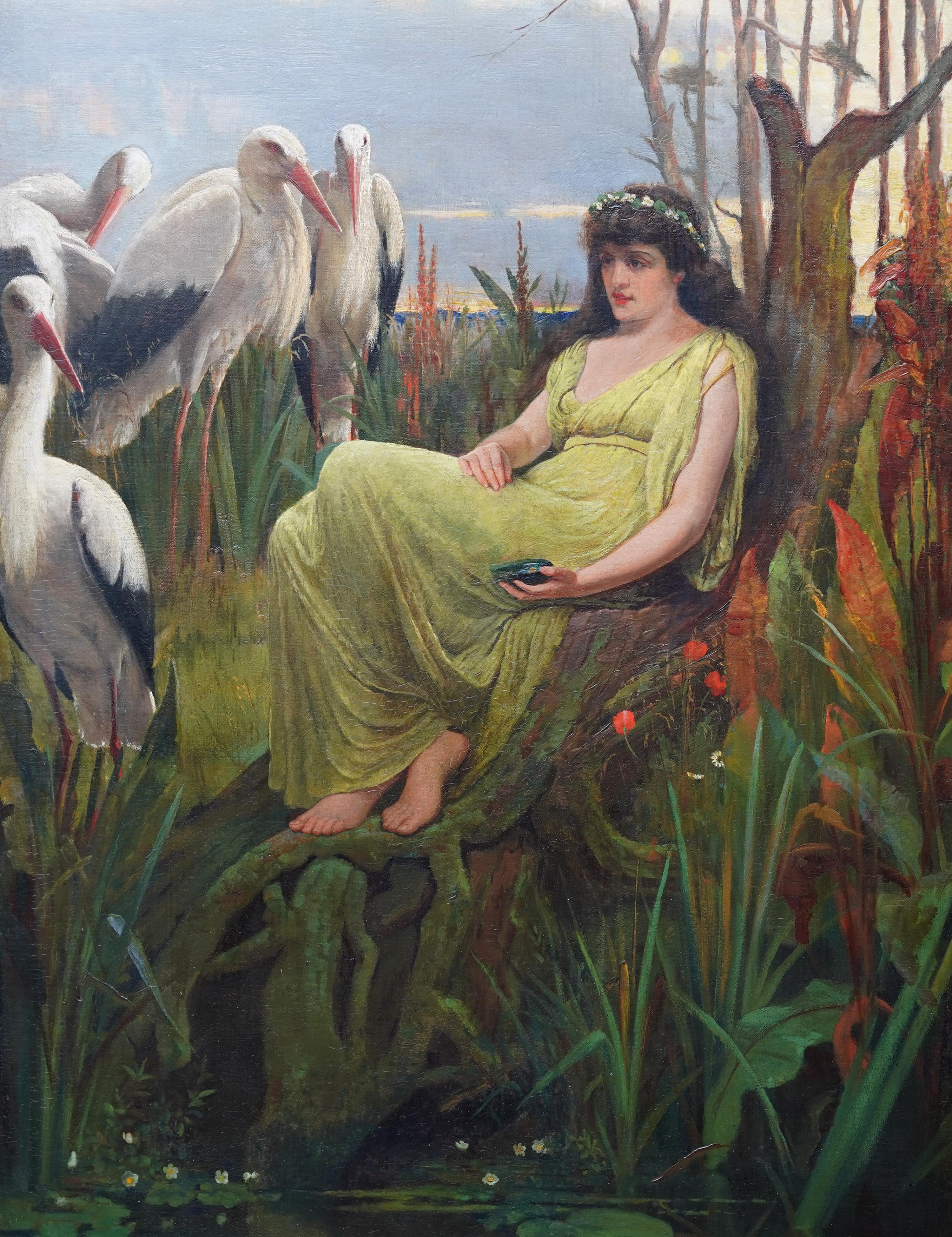 Portrait of the Marsh King's Daughter - British Victorian exhib art oil painting - Brown Animal Painting by John Scott