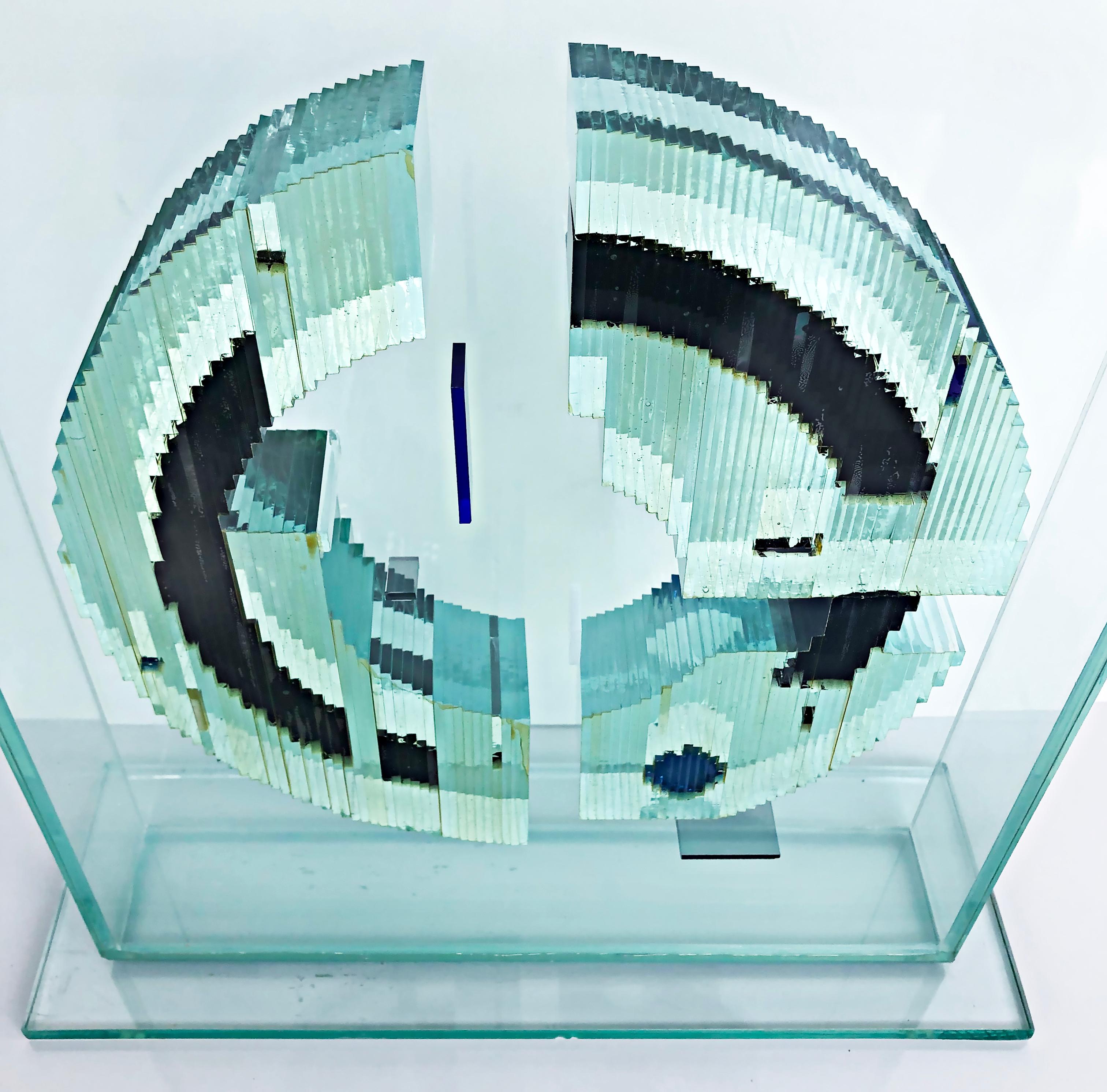John Seitz Abstract Encased Glass Sculpture, Signed and Dated 1985 In Good Condition In Miami, FL