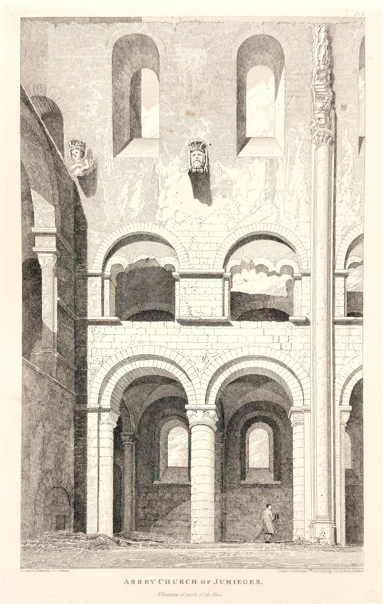Abbey Church of Jumièges. Elevation and parts of the nave.