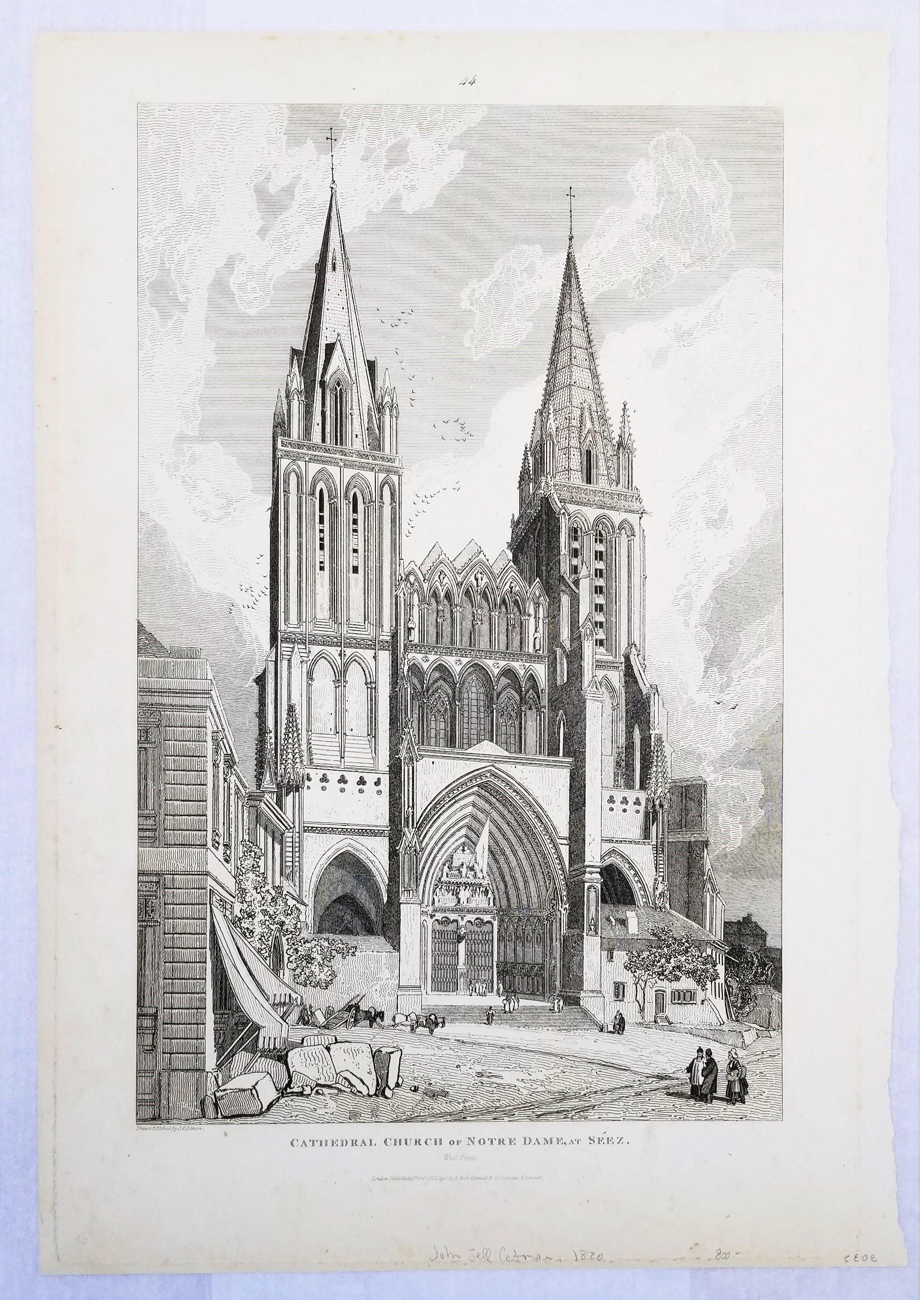 Cathedral Church of Notre Dame, at Séez /// John Sell Cotman Architectural Print For Sale 2