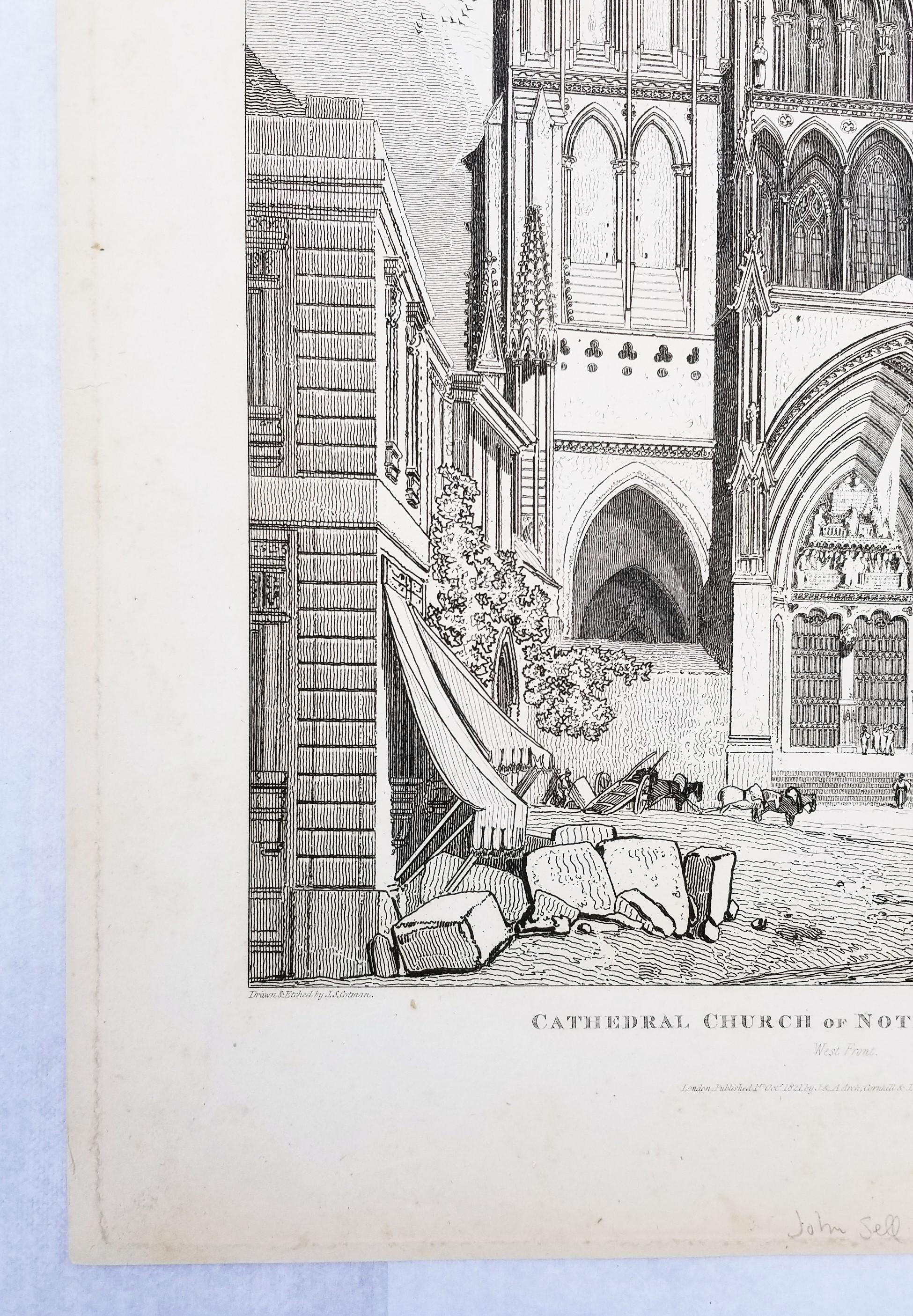 Cathedral Church of Notre Dame, at Séez /// John Sell Cotman Architectural Print For Sale 3