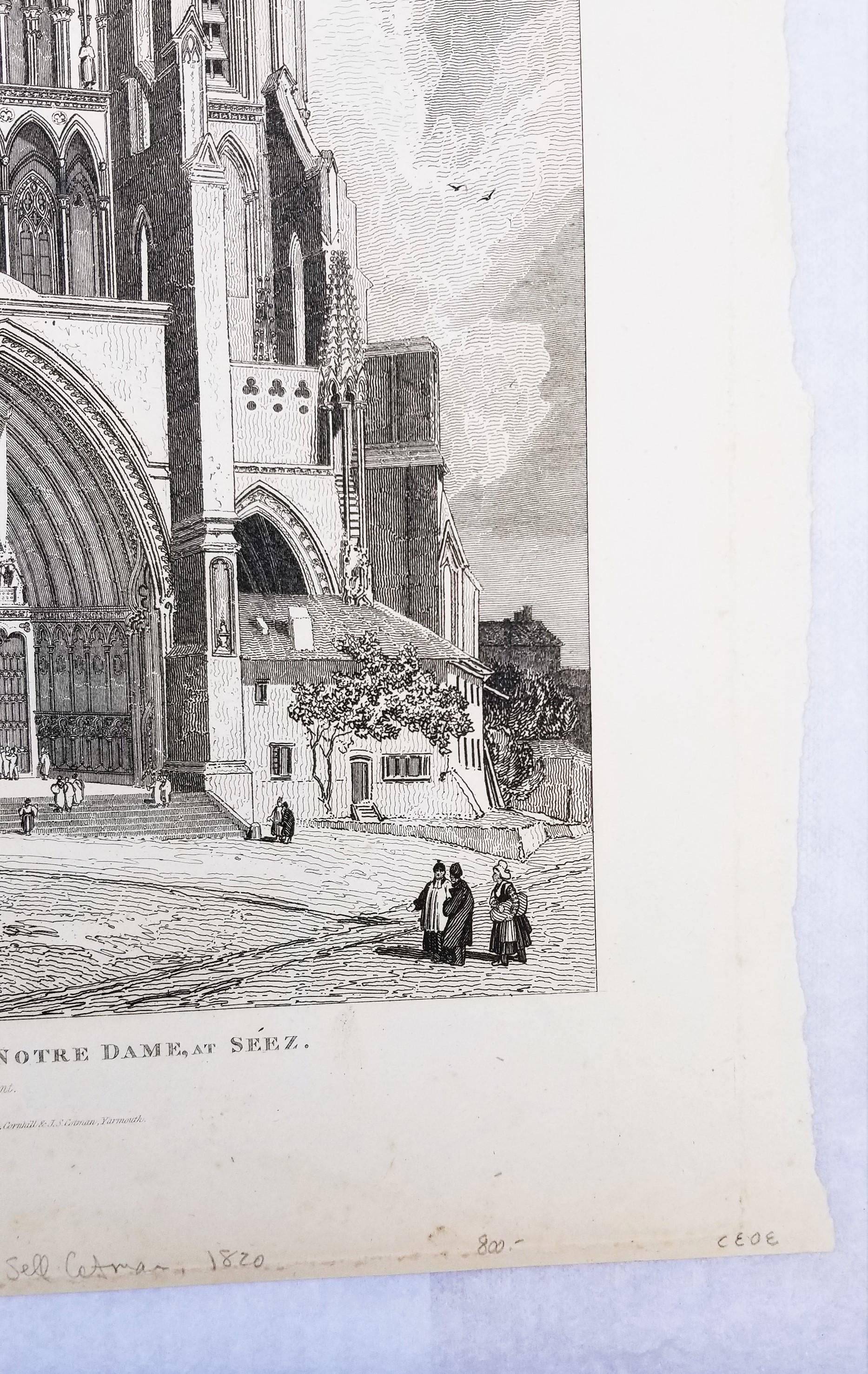 Cathedral Church of Notre Dame, at Séez /// John Sell Cotman Architectural Print For Sale 6
