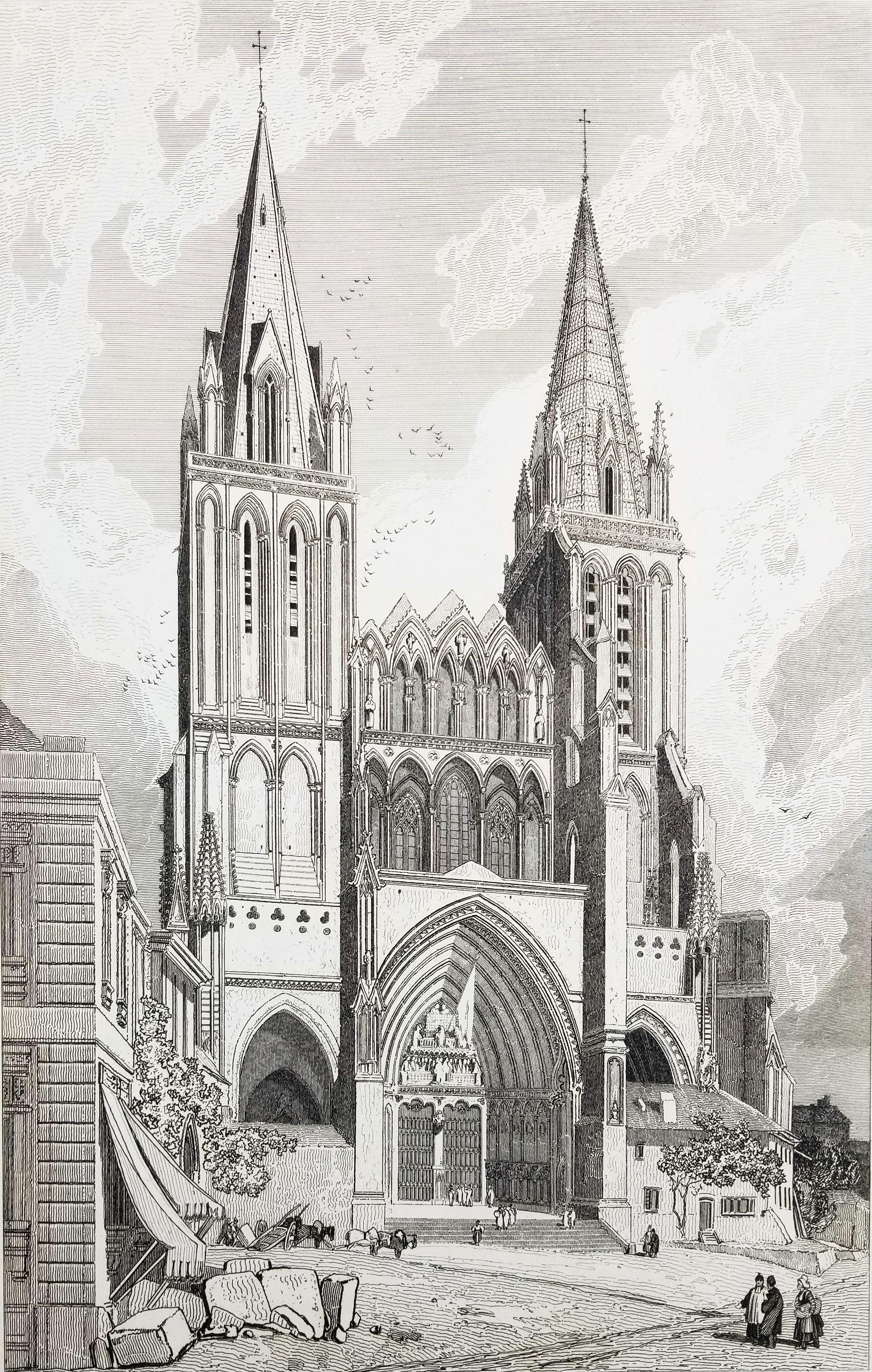 Iglesia Catedral de Notre Dame, en Séez /// Grabado arquitectónico de John Sell Cotman