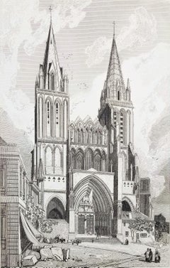 Iglesia Catedral de Notre Dame, en Séez /// Grabado arquitectónico de John Sell Cotman