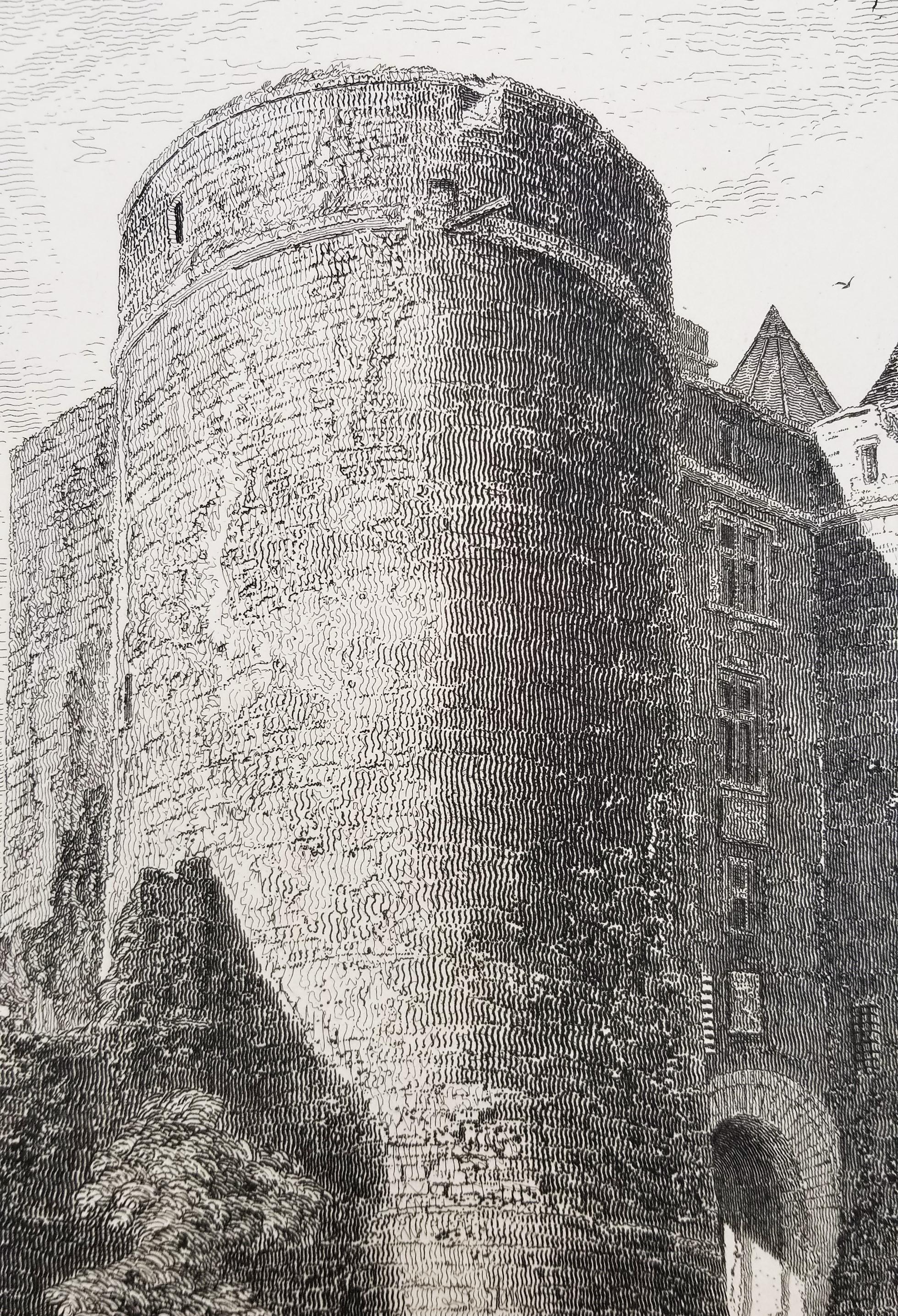 Entrada al castillo de Tancarville /// Grabado arquitectónico de John Sell Cotman en venta 9