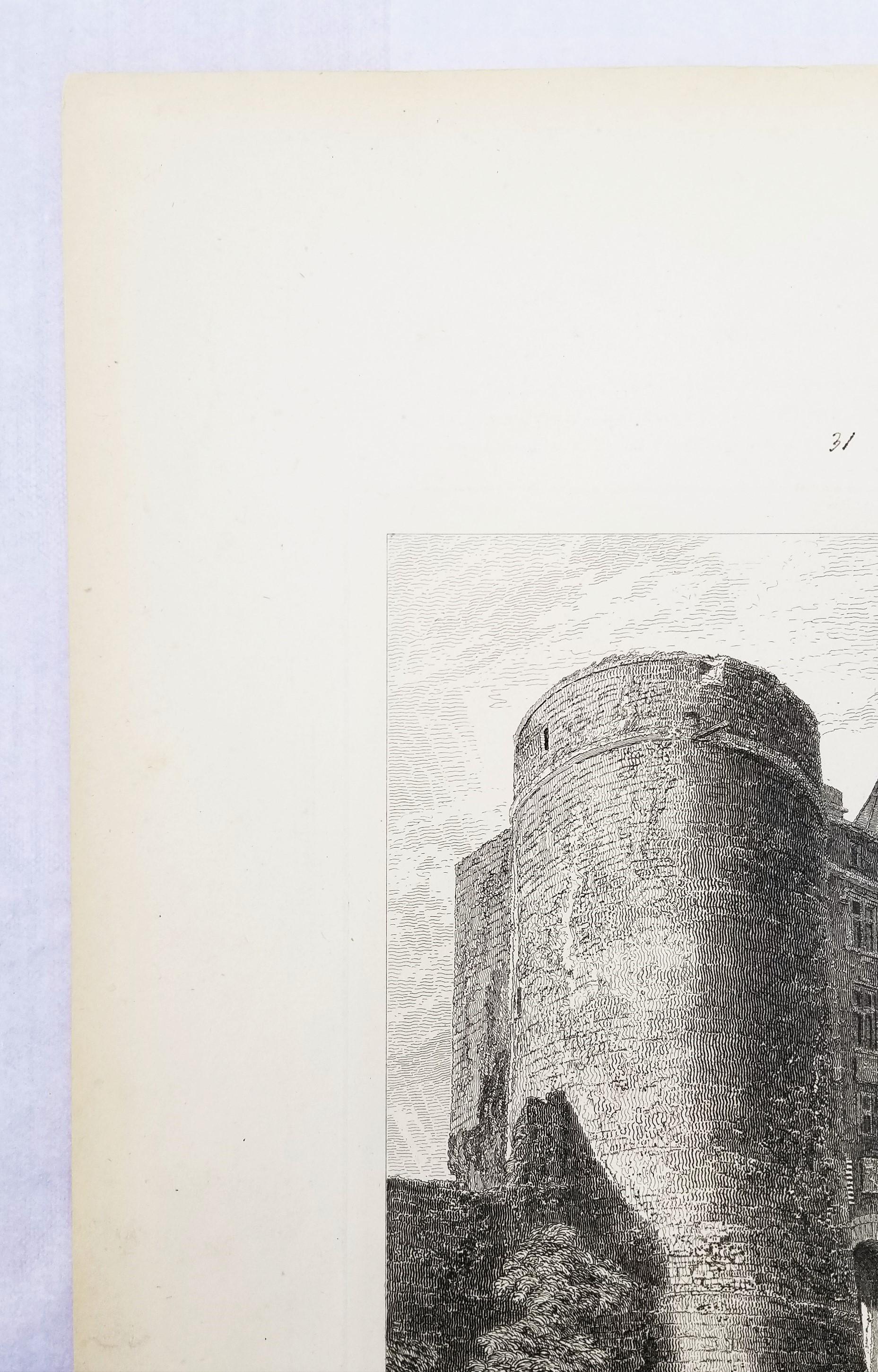 Entrada al castillo de Tancarville /// Grabado arquitectónico de John Sell Cotman en venta 4