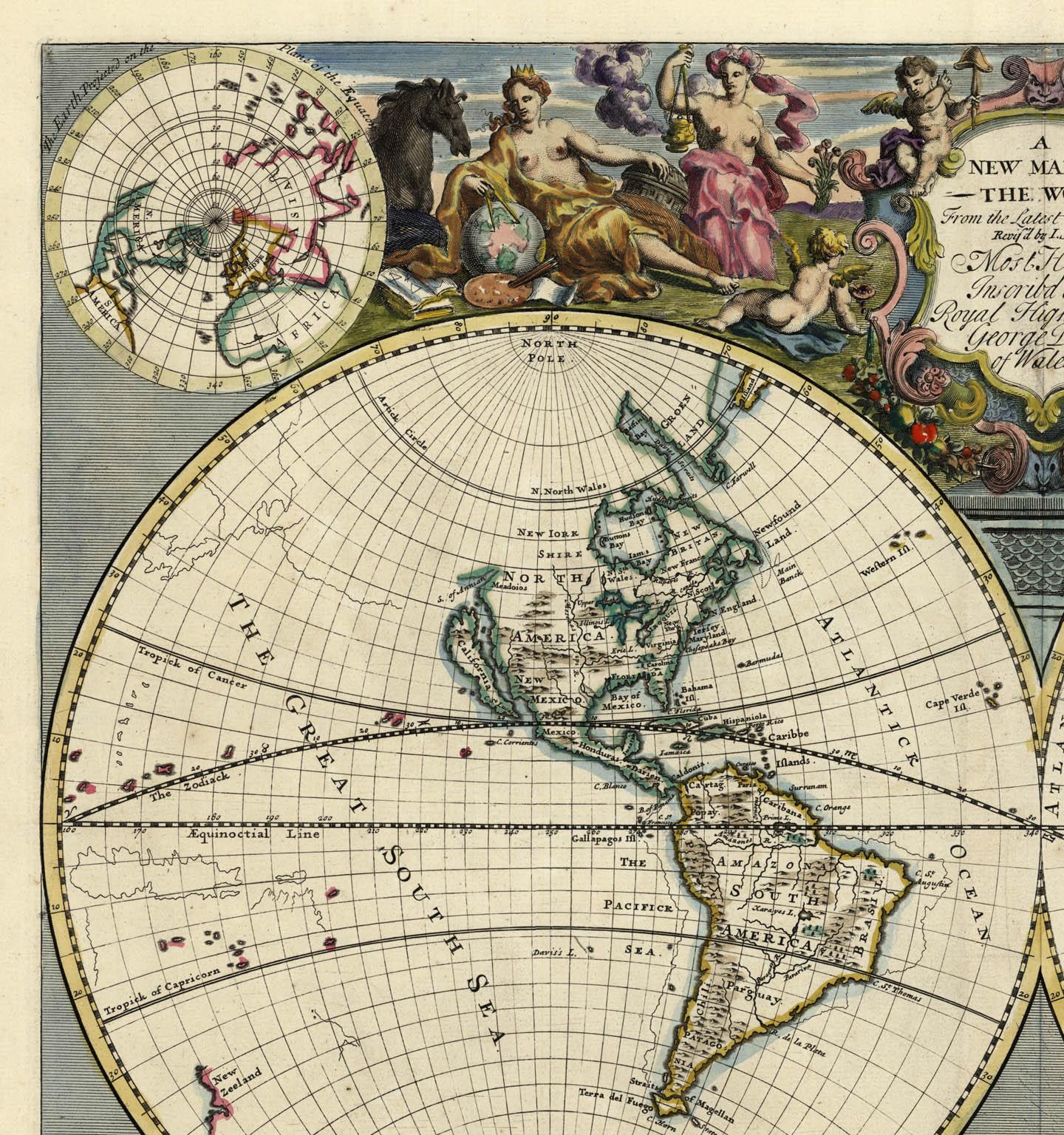A NEW MAP OF THE WORLD from the Latest Observations.  - Print by John Senex