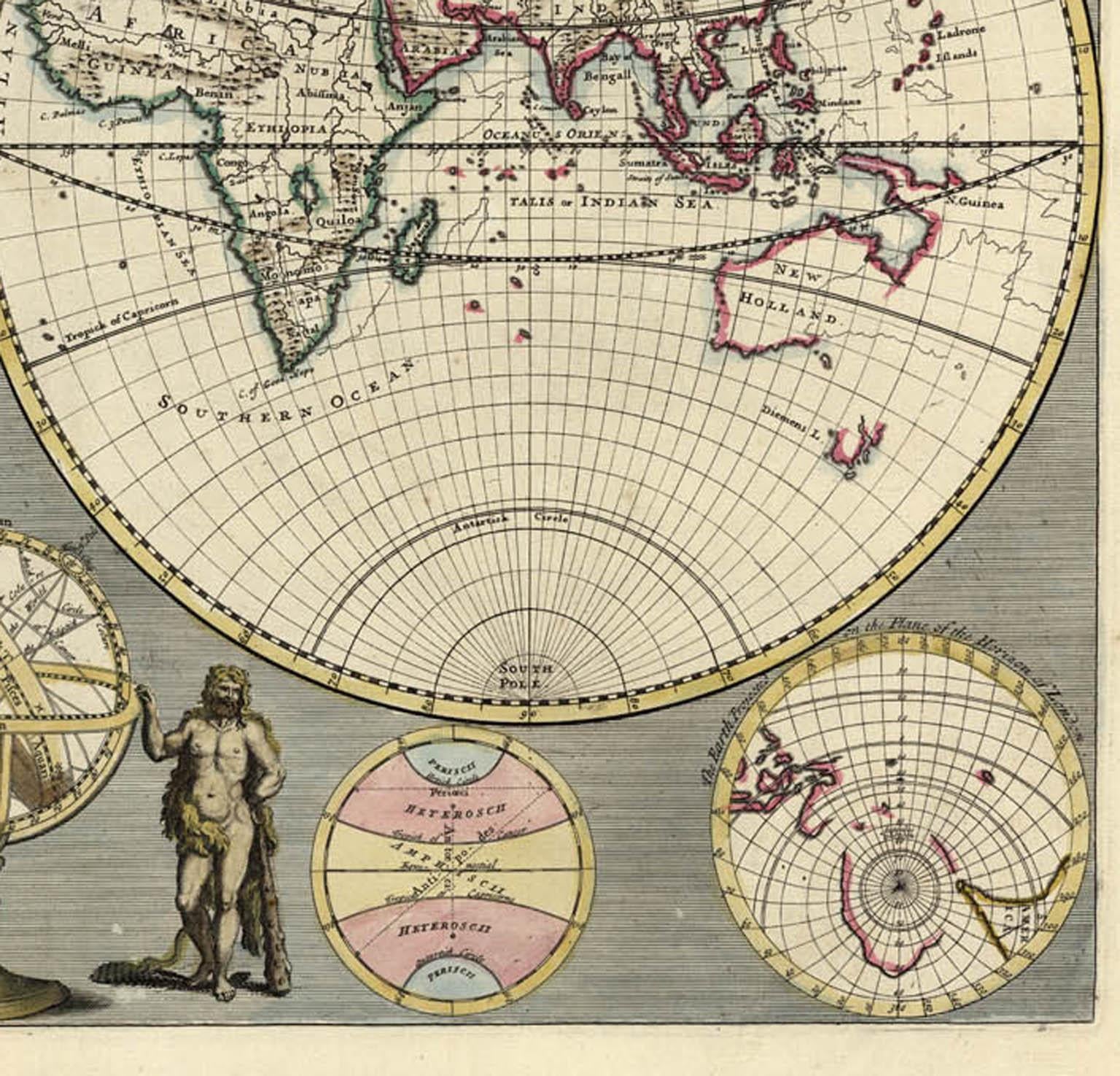 A NEW MAP OF THE WORLD from the Latest Observations. - Beige Print by John Senex