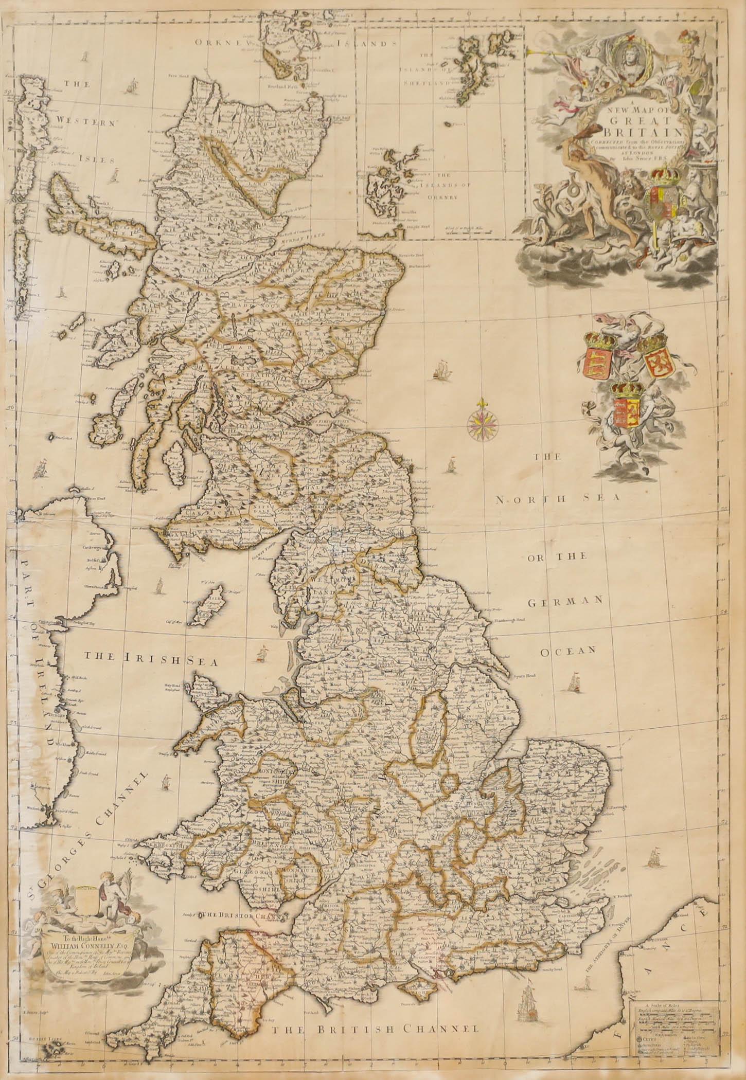 John Senex (1678-1740) - Incisione del XVIII secolo, Una nuova mappa della Gran Bretagna in vendita 1