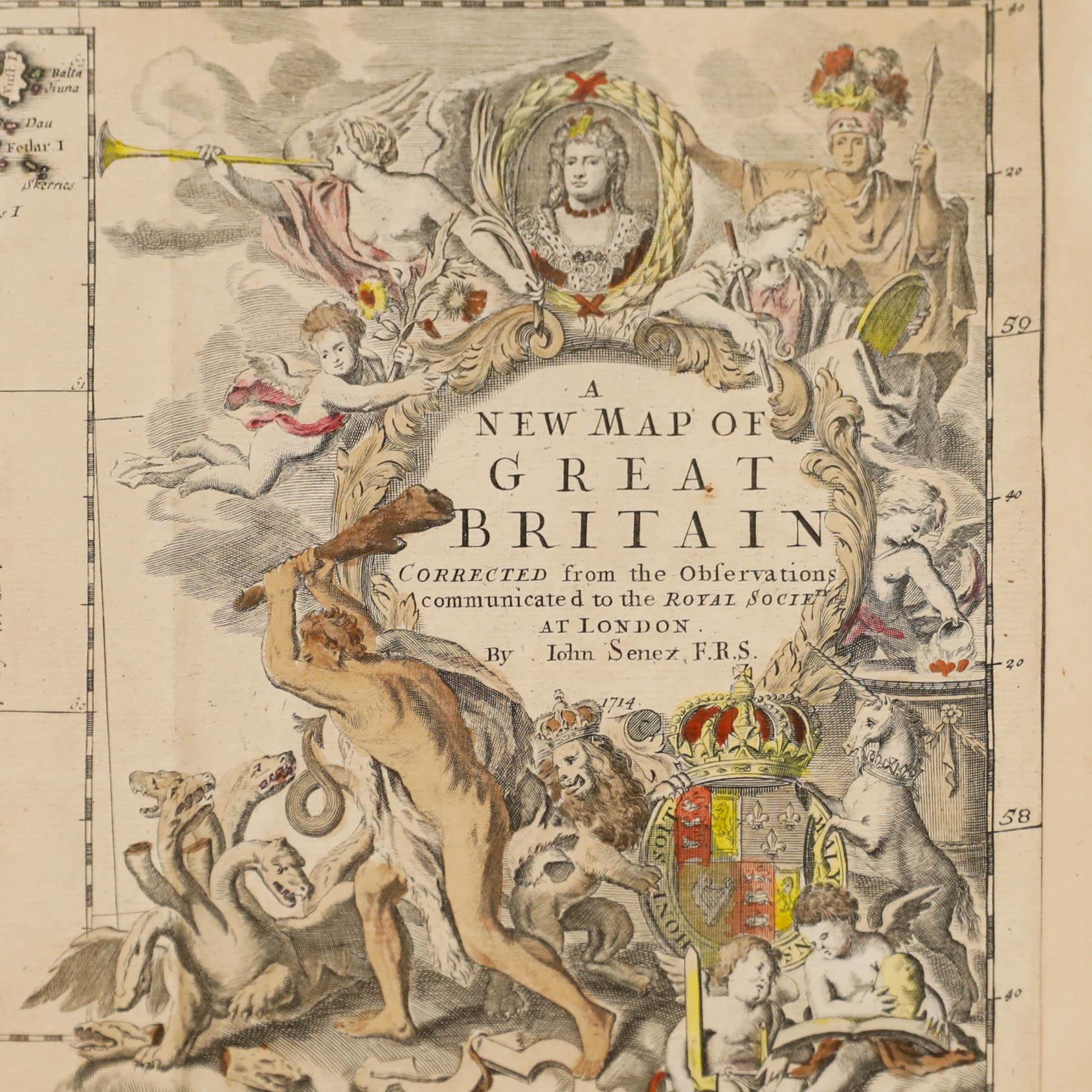 John Senex (1678-1740) - Incisione del XVIII secolo, Una nuova mappa della Gran Bretagna in vendita 3