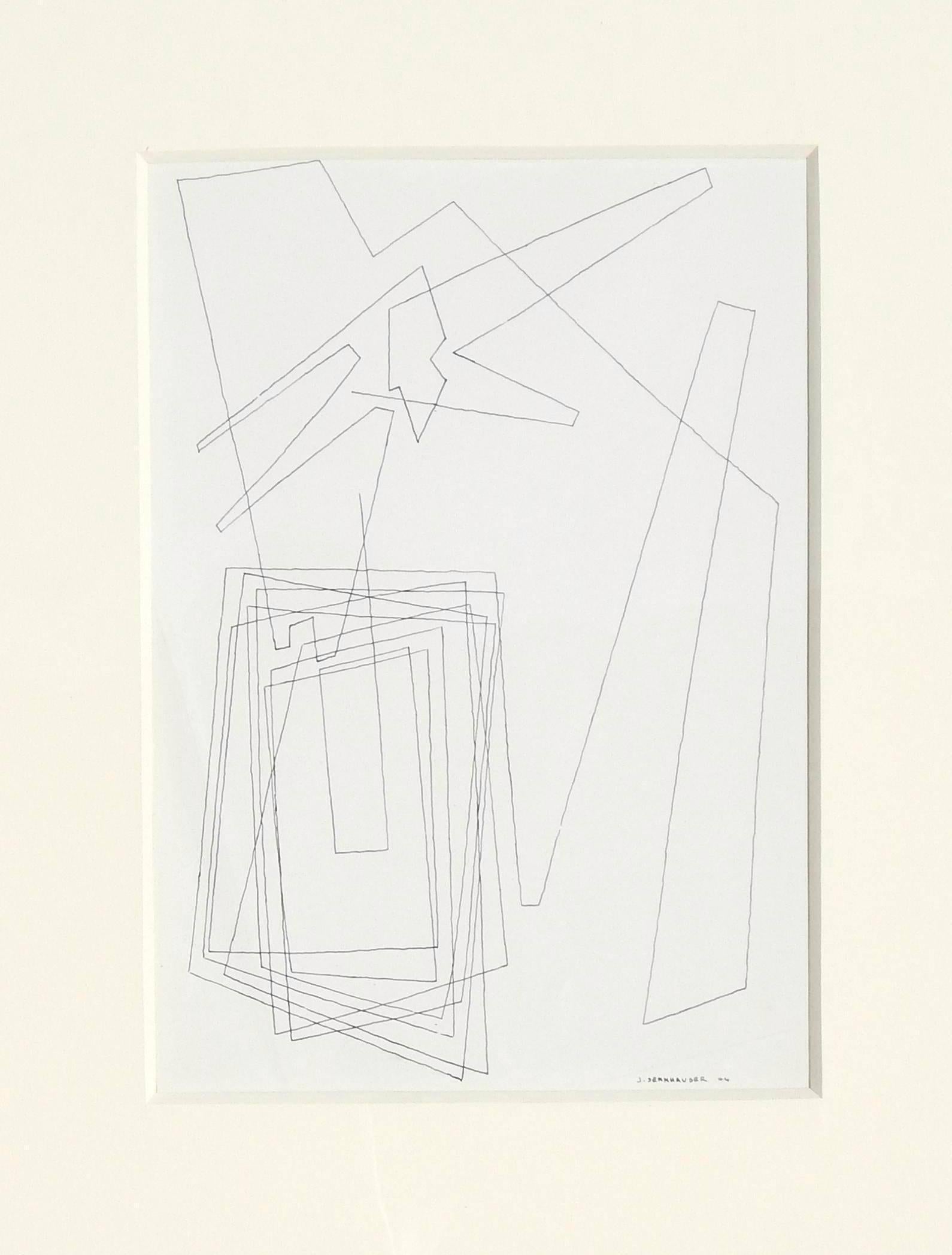 Dessin original à la plume et à l'encre de l'artiste abstrait new-yorkais John Sennhauser (1907-1978)
Signé en bas à droite 