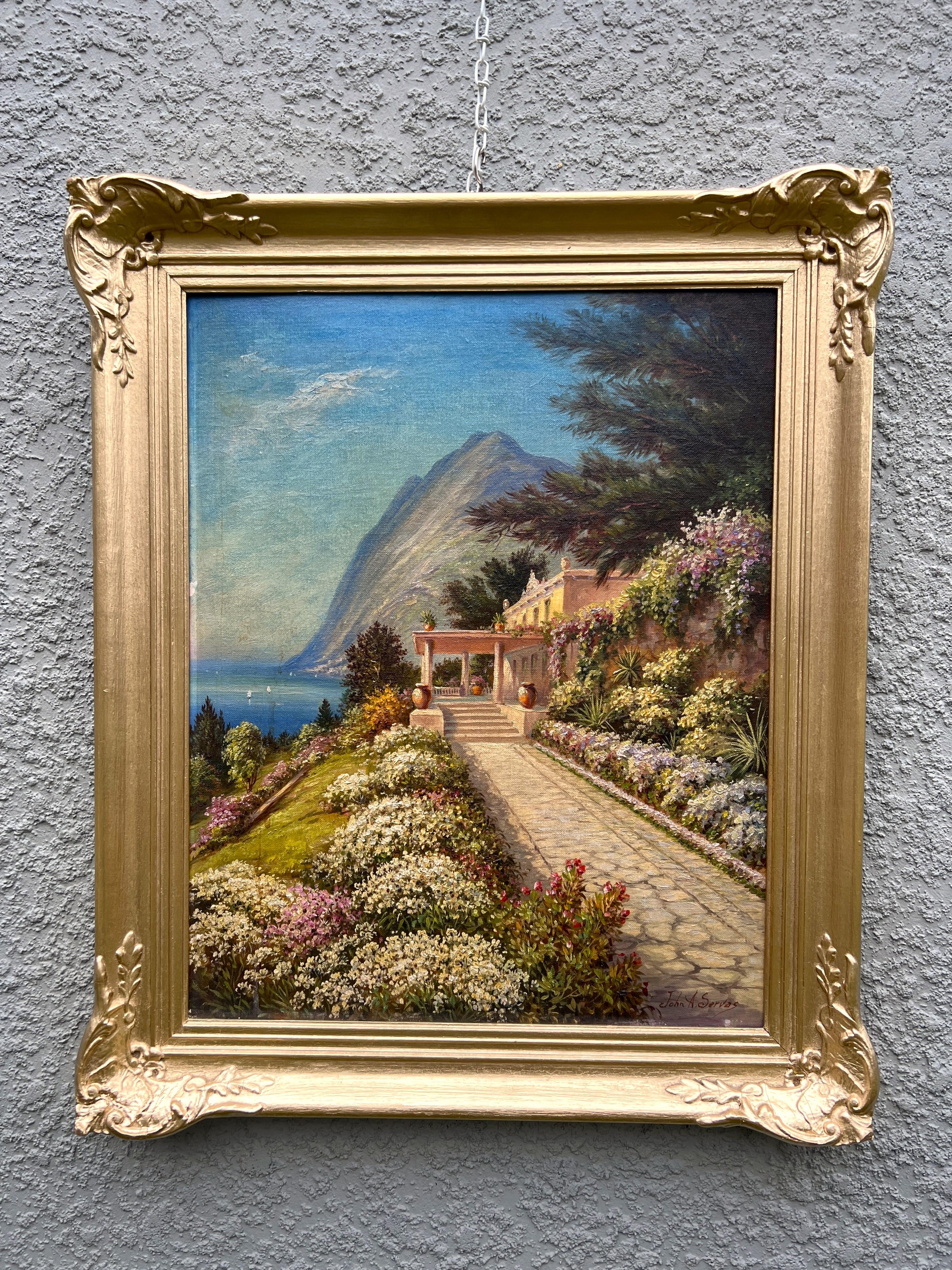 John Servas (NY, IL, German, 1886-1953) Coastal Landscape Oil on board painting For Sale 1